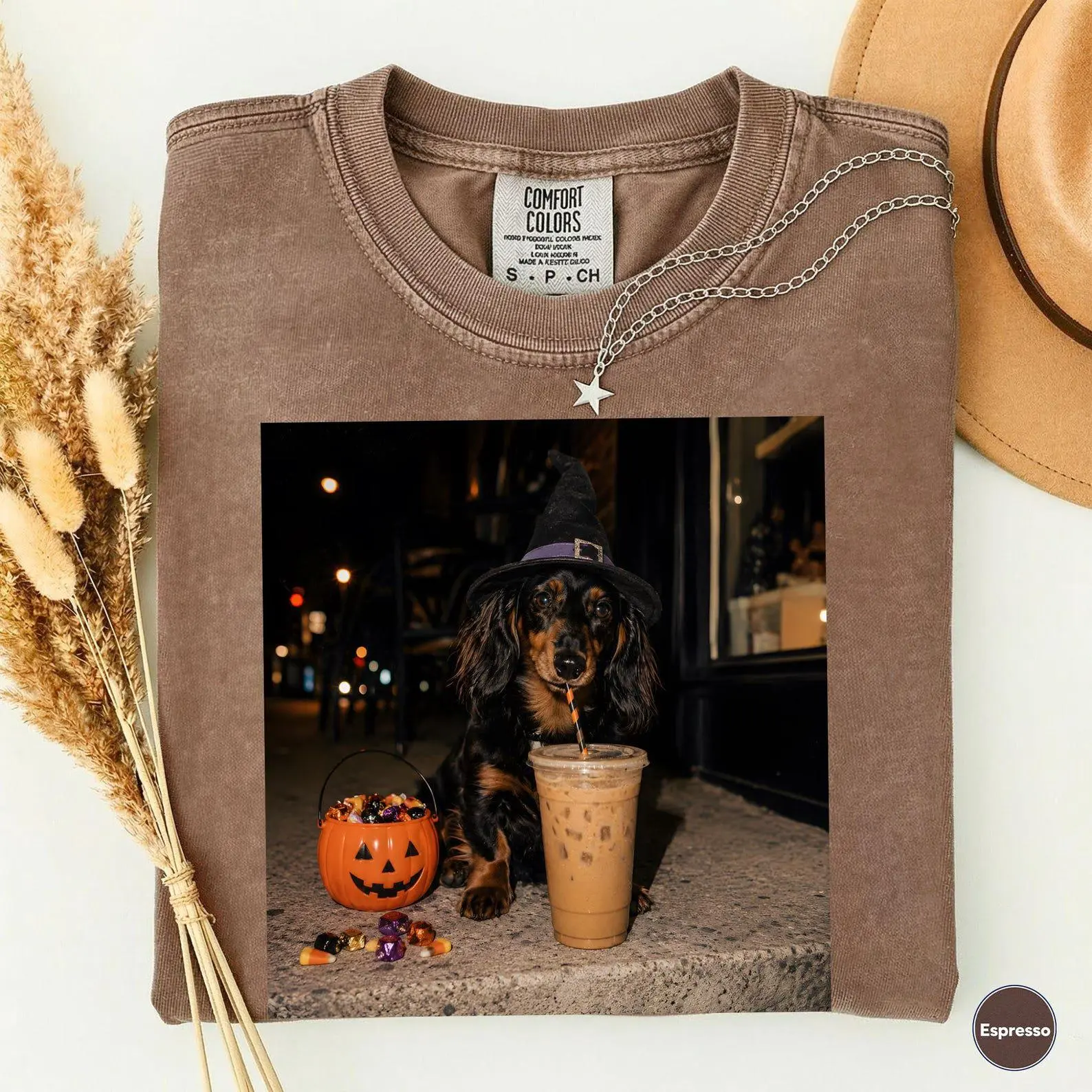 Comfort Colors Dachshund Halloween Sweatshirt, Iced Coffee Dog Mom Crewneck, Funny Pet Mama Fall Gift - photo 5