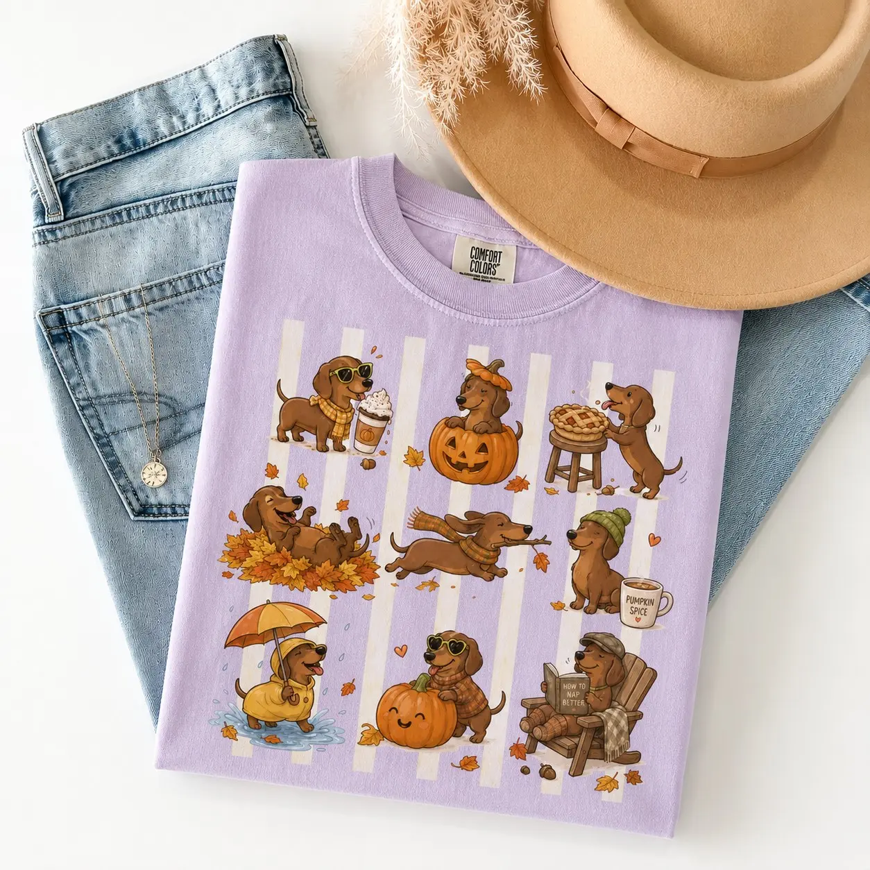 Comfort Colors Dachshund Halloween Shirt, Cute Sausage Wiener Dog Tee, Autumn Doxie Pumpkin Spice Fall Dog Lover Top - photo 5