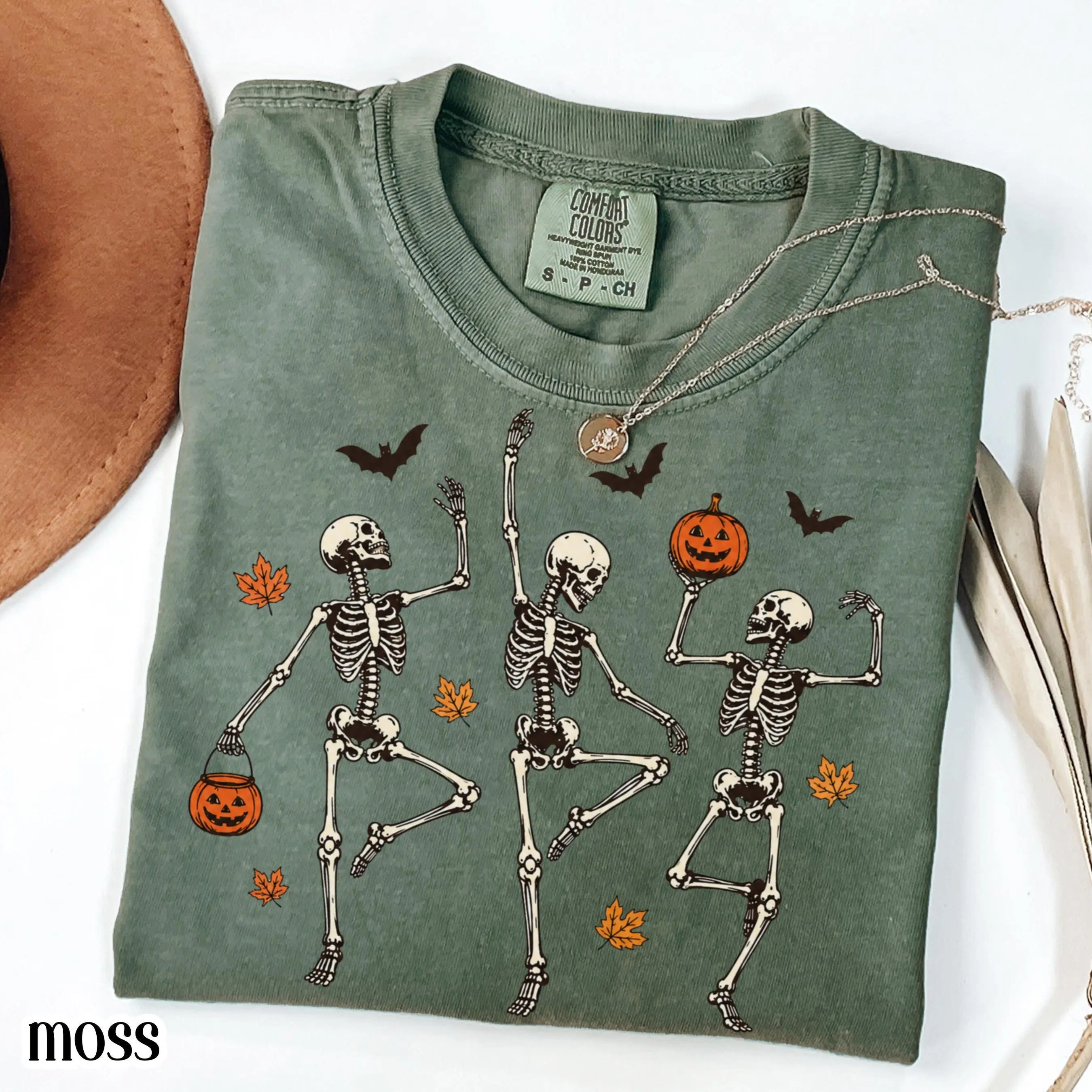 Comfort Colors Dancing Skeleton Halloween Shirt, Spooky Season Vintage Pumpkin Tee, Retro Funny Fall Graphic Top - photo 4