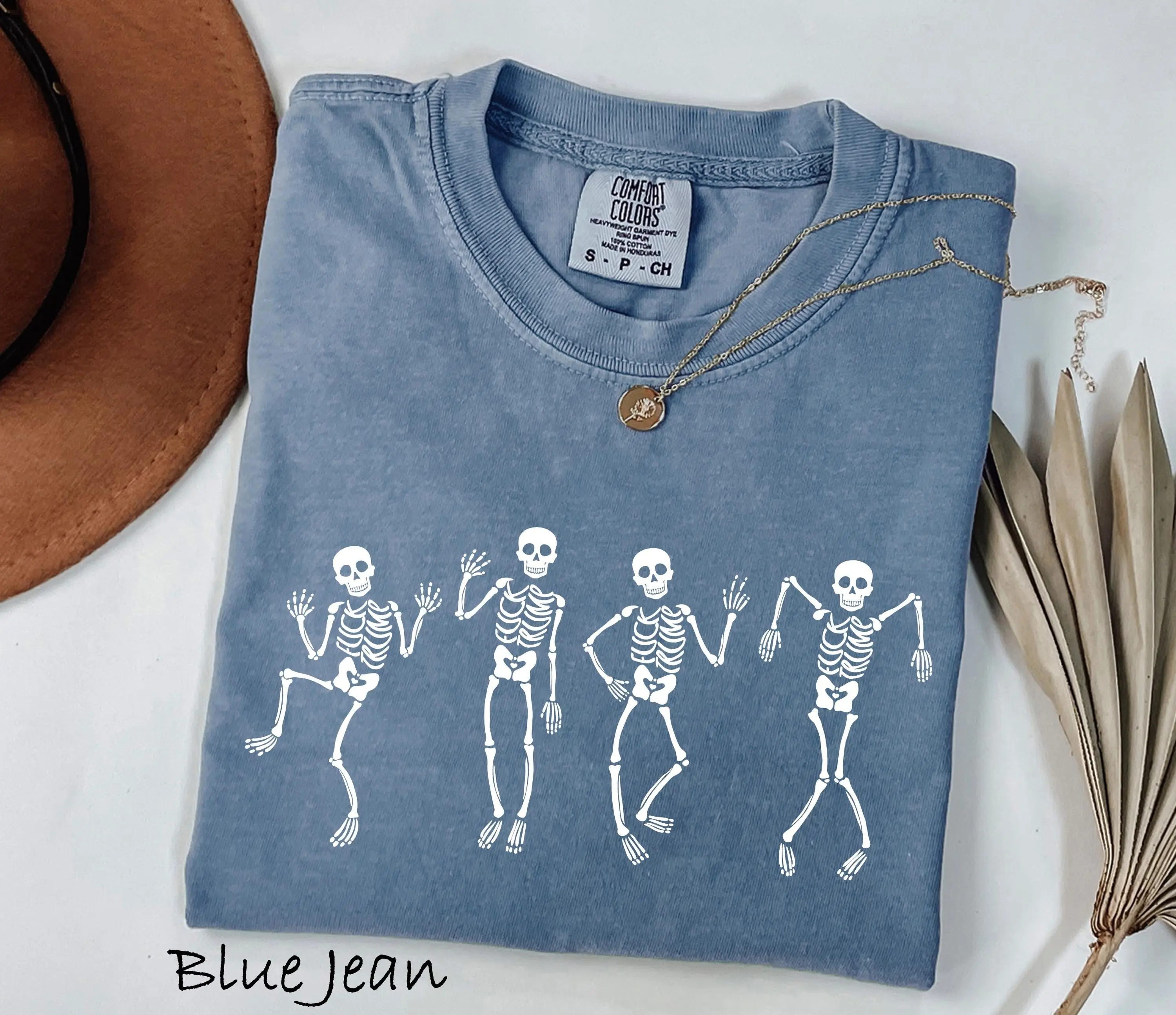 Comfort Colors Dancing Skeleton Sweatshirt, Cute Halloween Party Graphic Crewneck For Women - photo 2