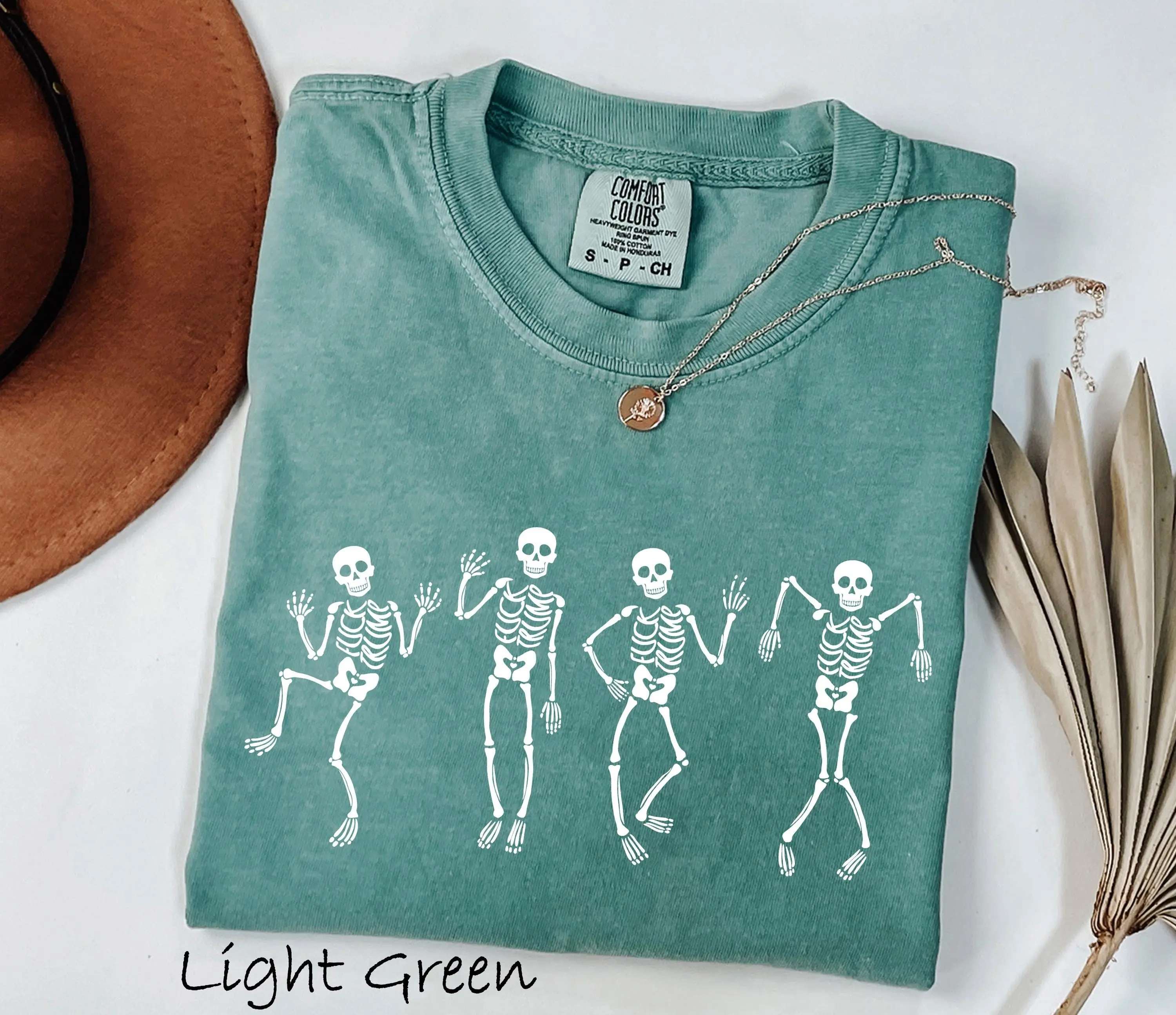 Comfort Colors Dancing Skeleton Sweatshirt, Cute Halloween Party Graphic Crewneck For Women - photo 3