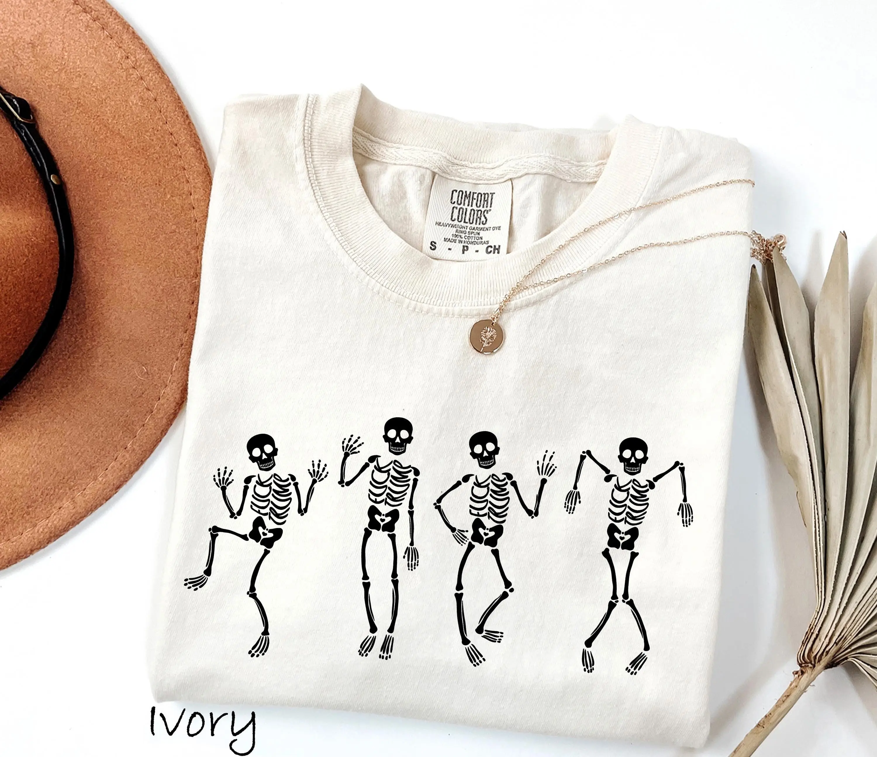 Comfort Colors Dancing Skeleton Sweatshirt, Cute Halloween Party Graphic Crewneck For Women - photo 5