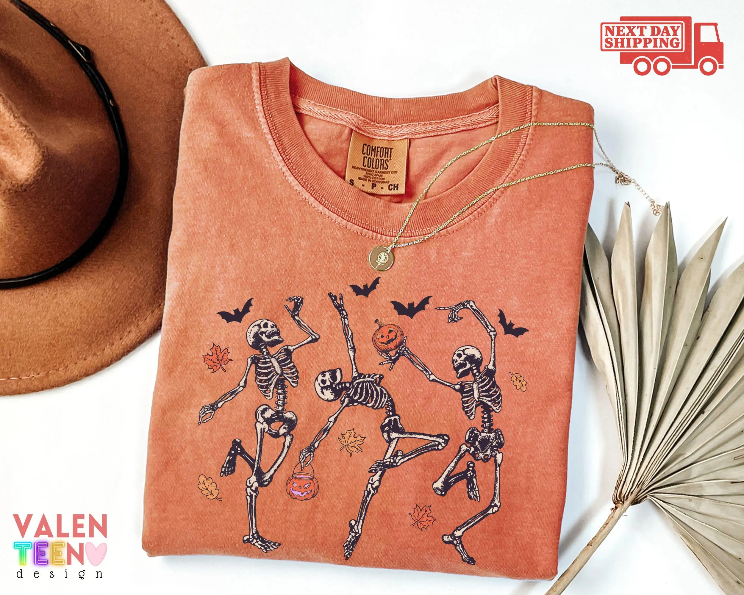 Comfort Colors Dancing Skeletons Shirt, Unisex Preppy Haunted House Ghost Girly Spooky Season Tee