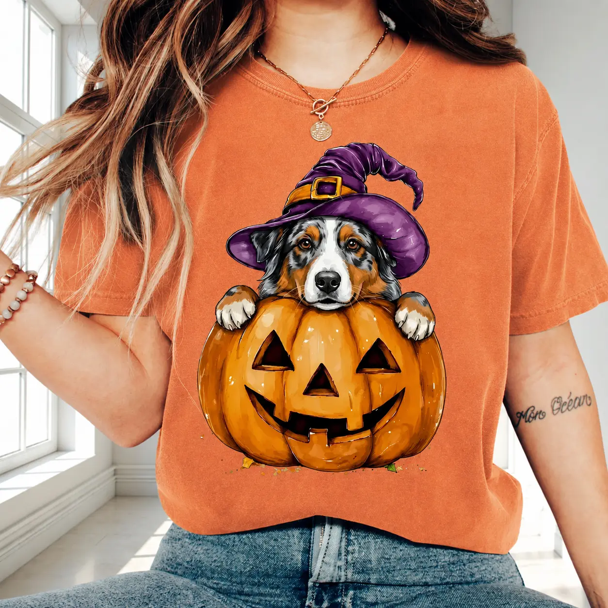 Comfort Colors Dog Breeds Halloween Yam Shirt, Pumpkin Portrait Tee, Custom Breed Dog Mom Spooky Gift - photo 4