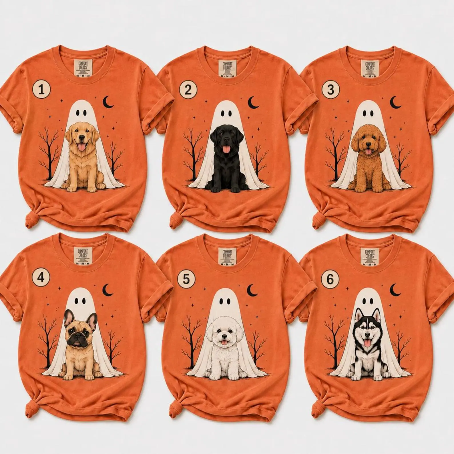 Comfort Colors Dog Ghost Halloween Shirt, Custom Breed Graphic Tee, Cute Spooky Pet Mom Trick Or Treat Gift