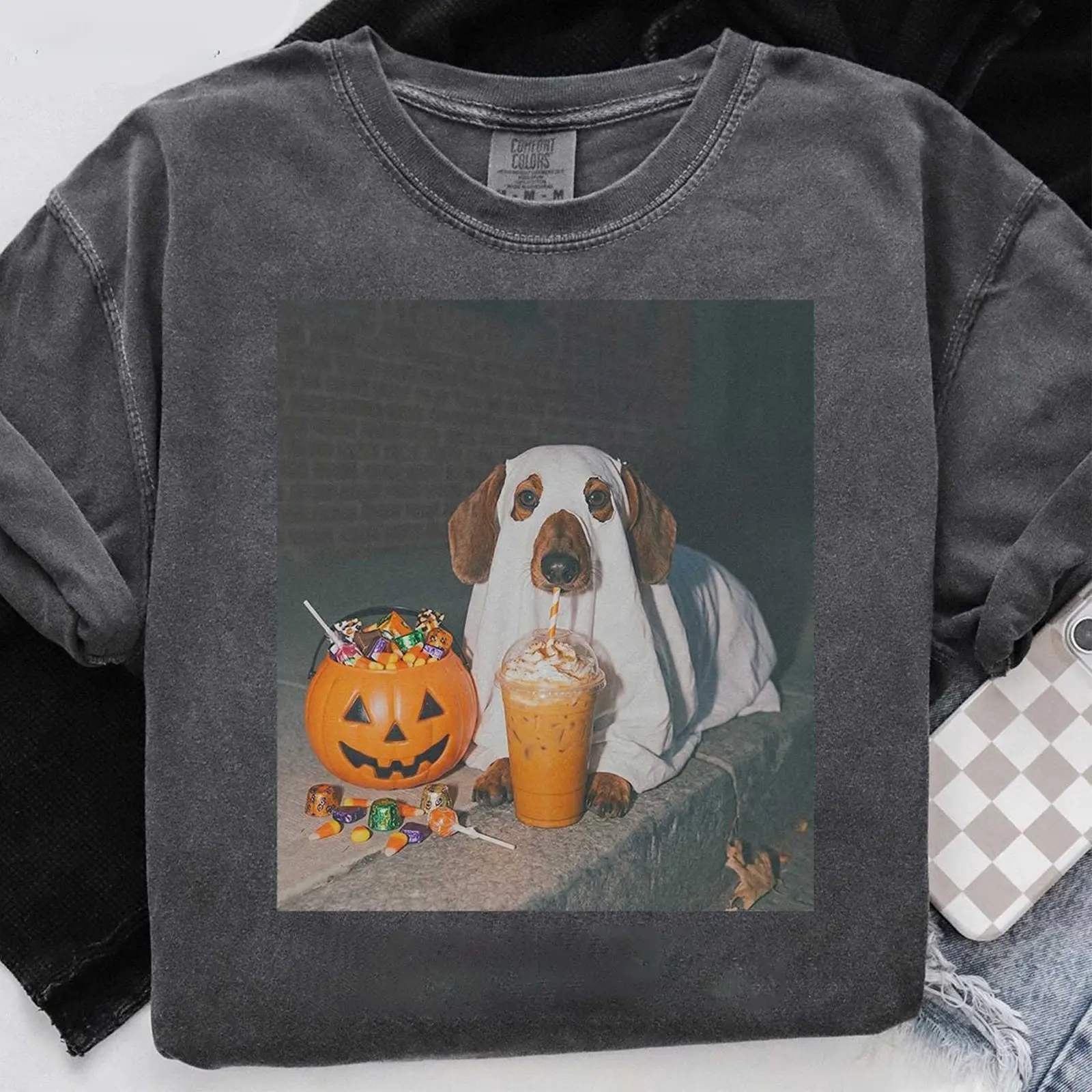 Comfort Colors Ghost Boo Iced Coffee Pumpkin Halloween Shirt, Funny Dog Mom Tee for Pet Lovers