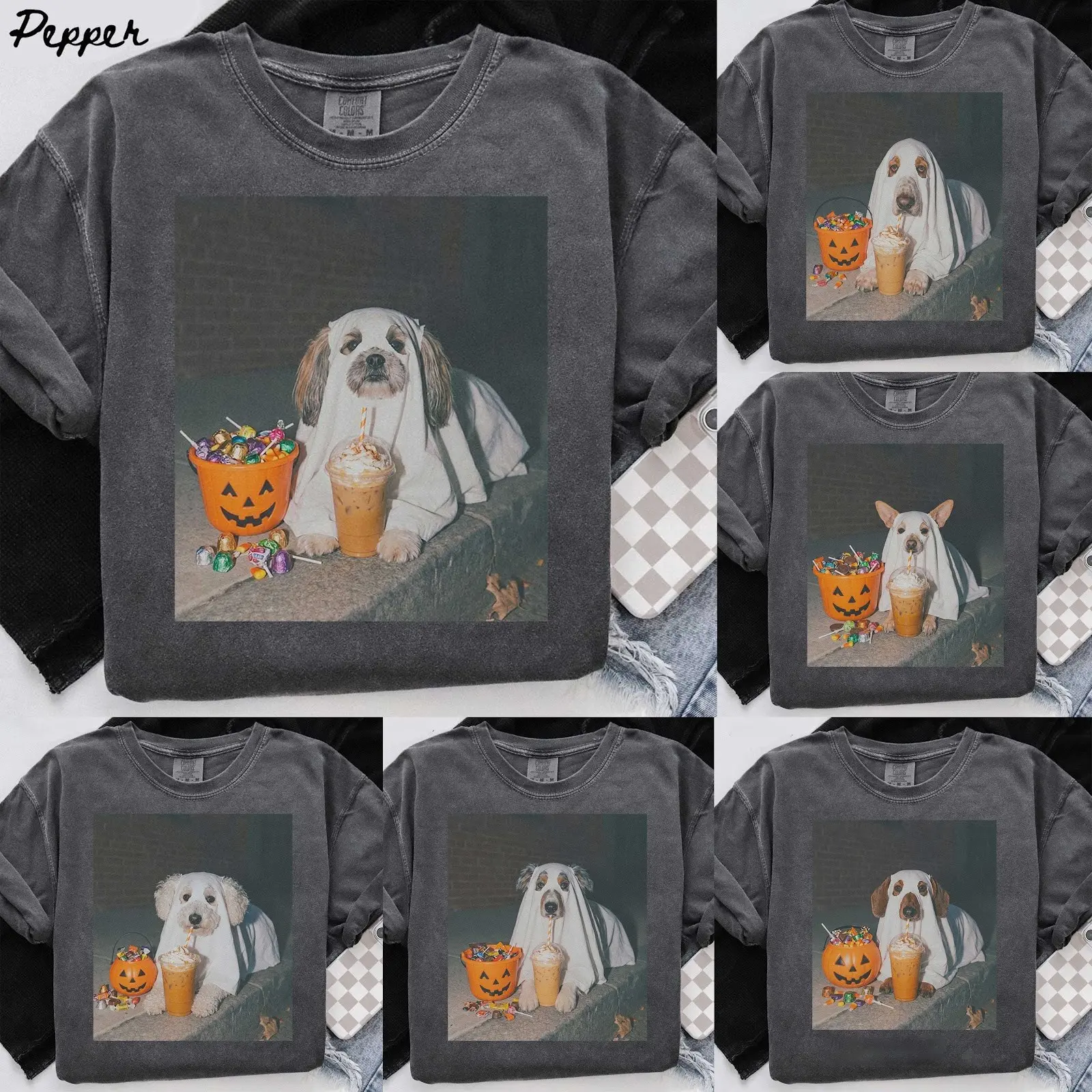 Comfort Colors Ghost Boo Iced Coffee Pumpkin Halloween Shirt, Funny Dog Mom Tee for Pet Lovers - photo 2