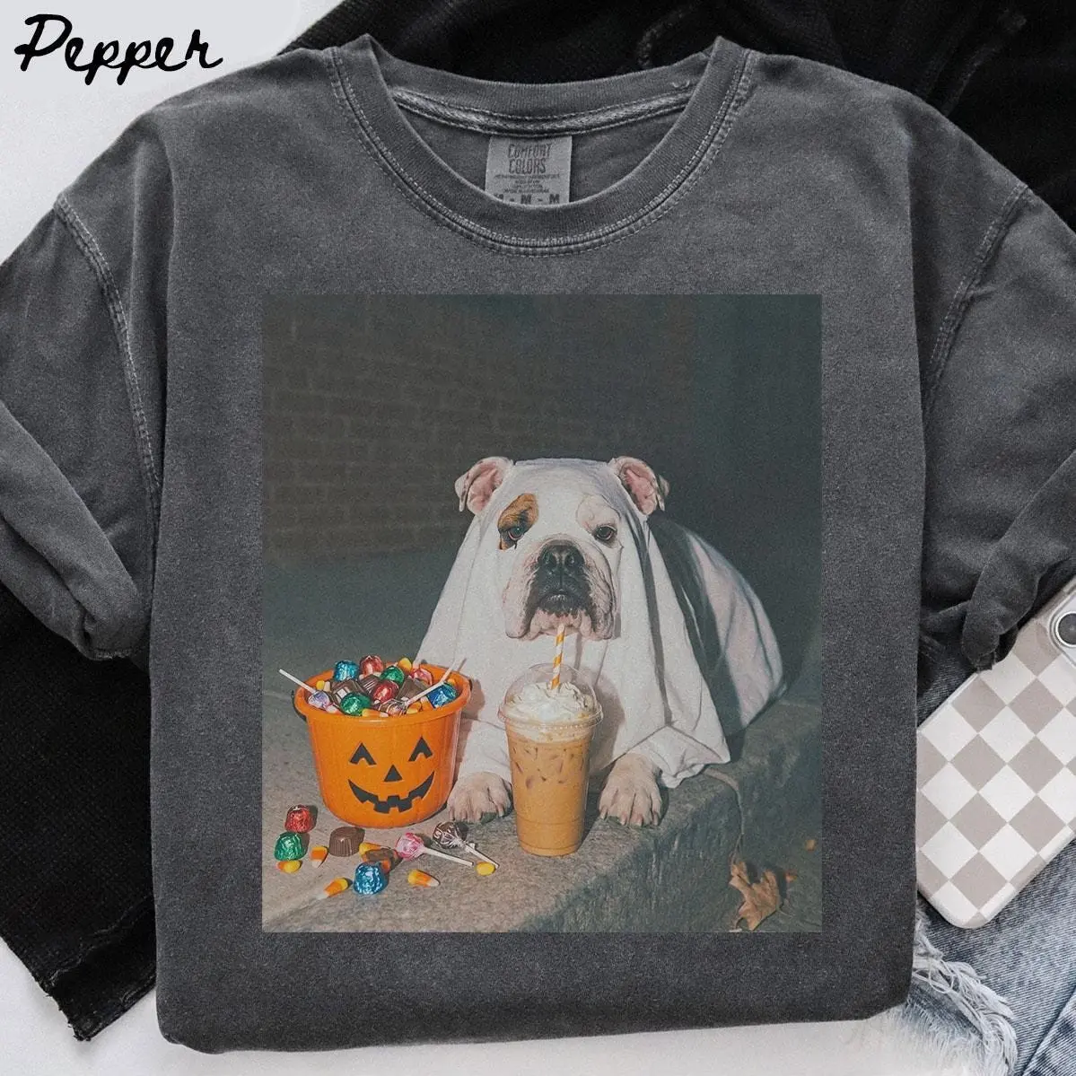Comfort Colors Ghost Boo Iced Coffee Pumpkin Halloween Shirt, Funny Dog Mom Tee for Pet Lovers - photo 3