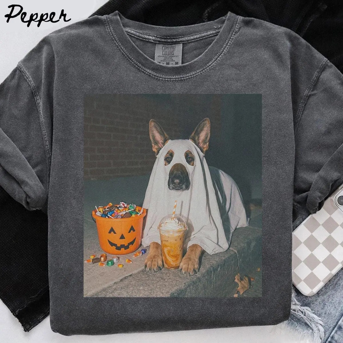 Comfort Colors Ghost Boo Iced Coffee Pumpkin Halloween Shirt, Funny Dog Mom Tee for Pet Lovers - photo 5