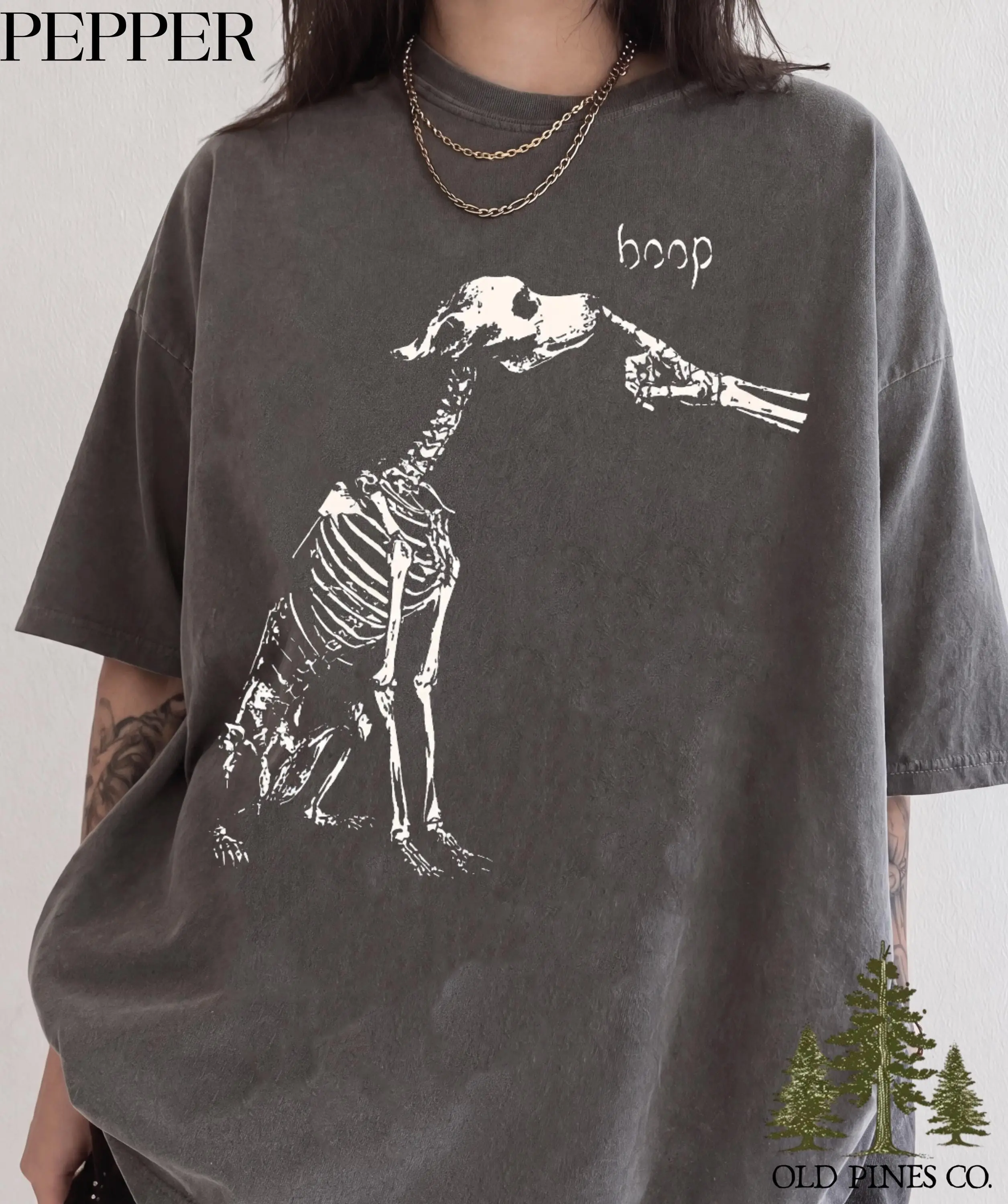 Comfort Colors Dog Skeleton Hoodie, Boop Halloween Funny Spooky Pet Lover Mom Gift Pullover
