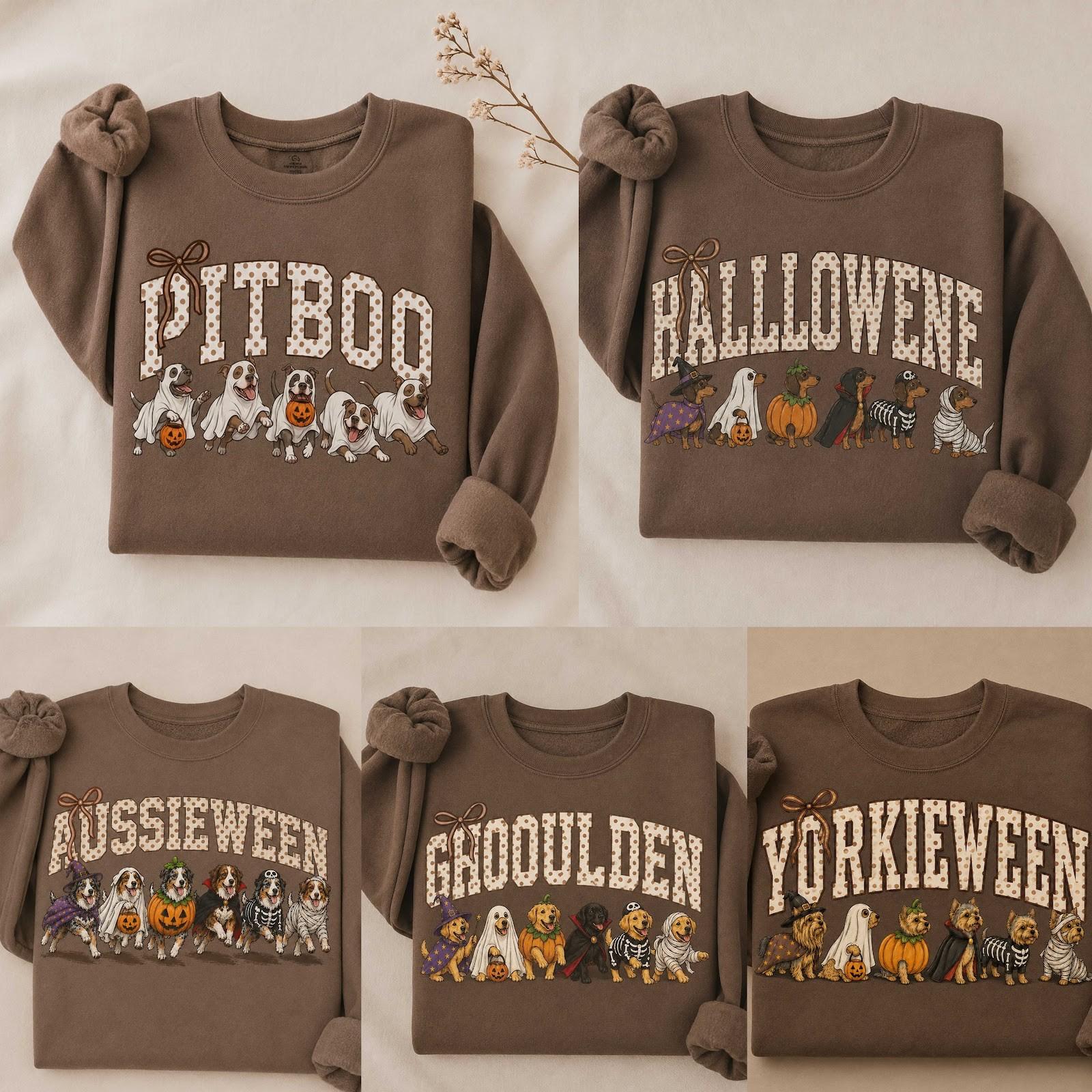 Comfort Colors Espresso Halloween Dog Mom Sweatshirt, Cozy Fall Autumn Crewneck Pullover for Breed Lovers