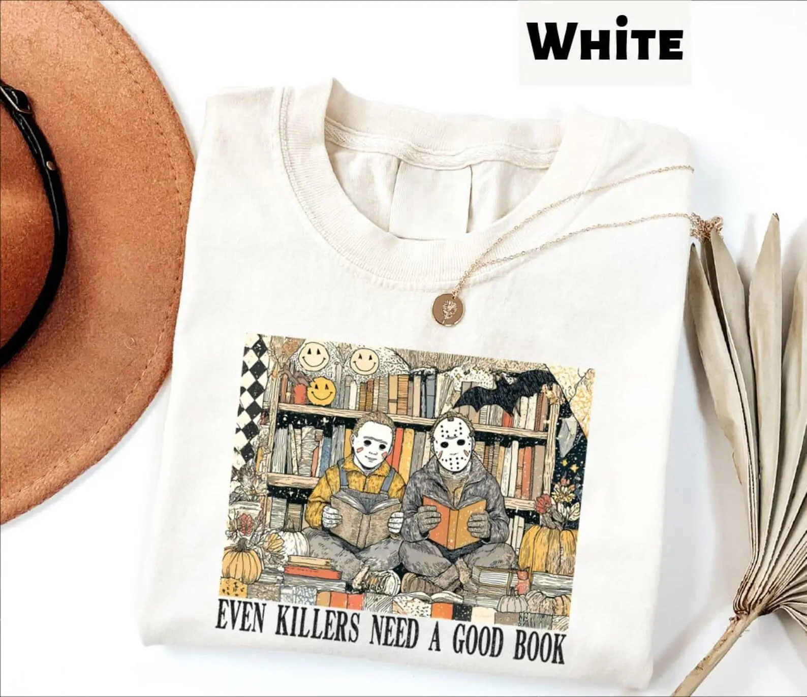 Comfort Colors Even Killers Need a Good Book Shirt, Funny Horror Reader Spooky Bookish Graphic Tee - photo 2