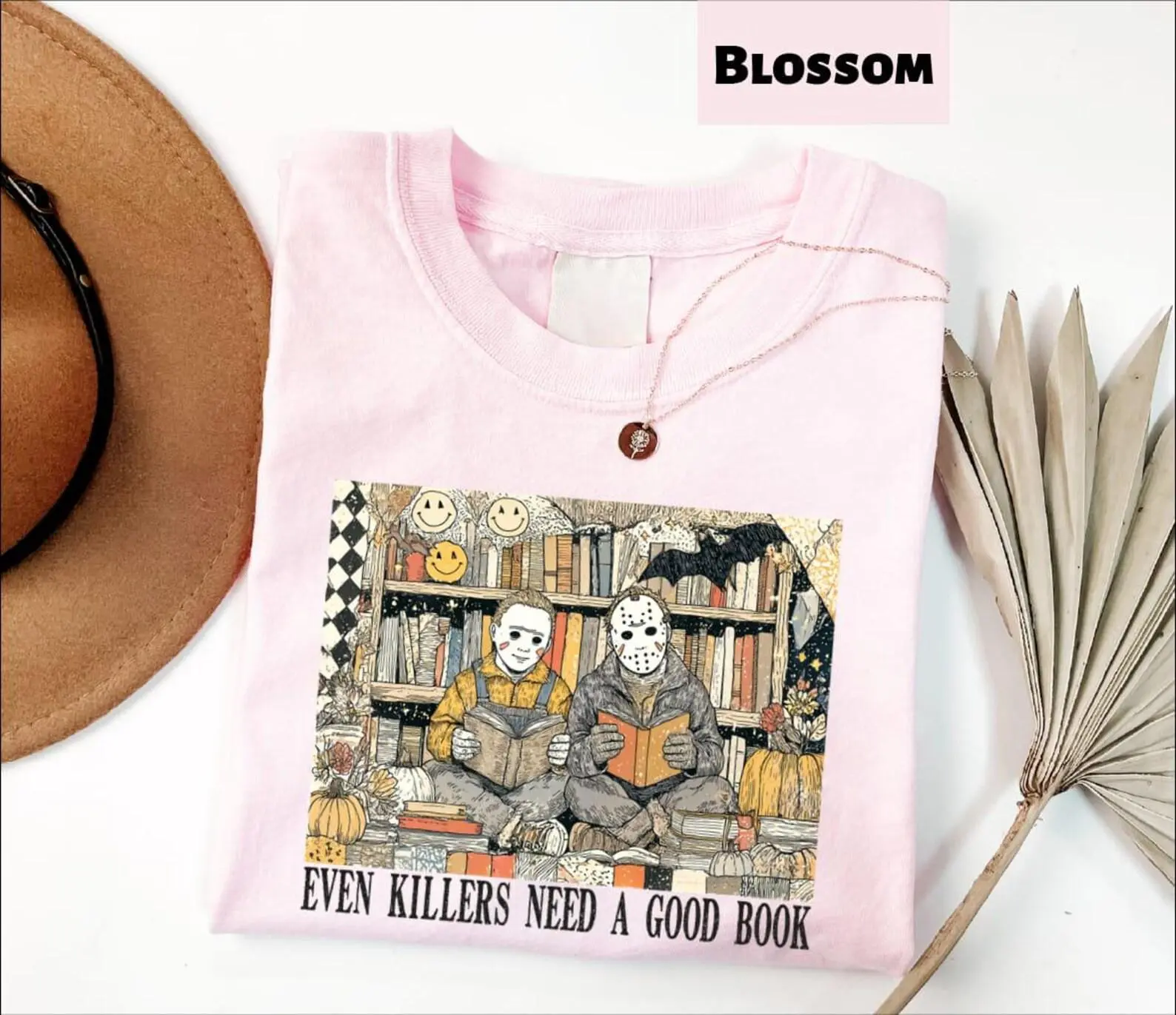 Comfort Colors Even Killers Need a Good Book Shirt, Funny Horror Reader Spooky Bookish Graphic Tee - photo 3