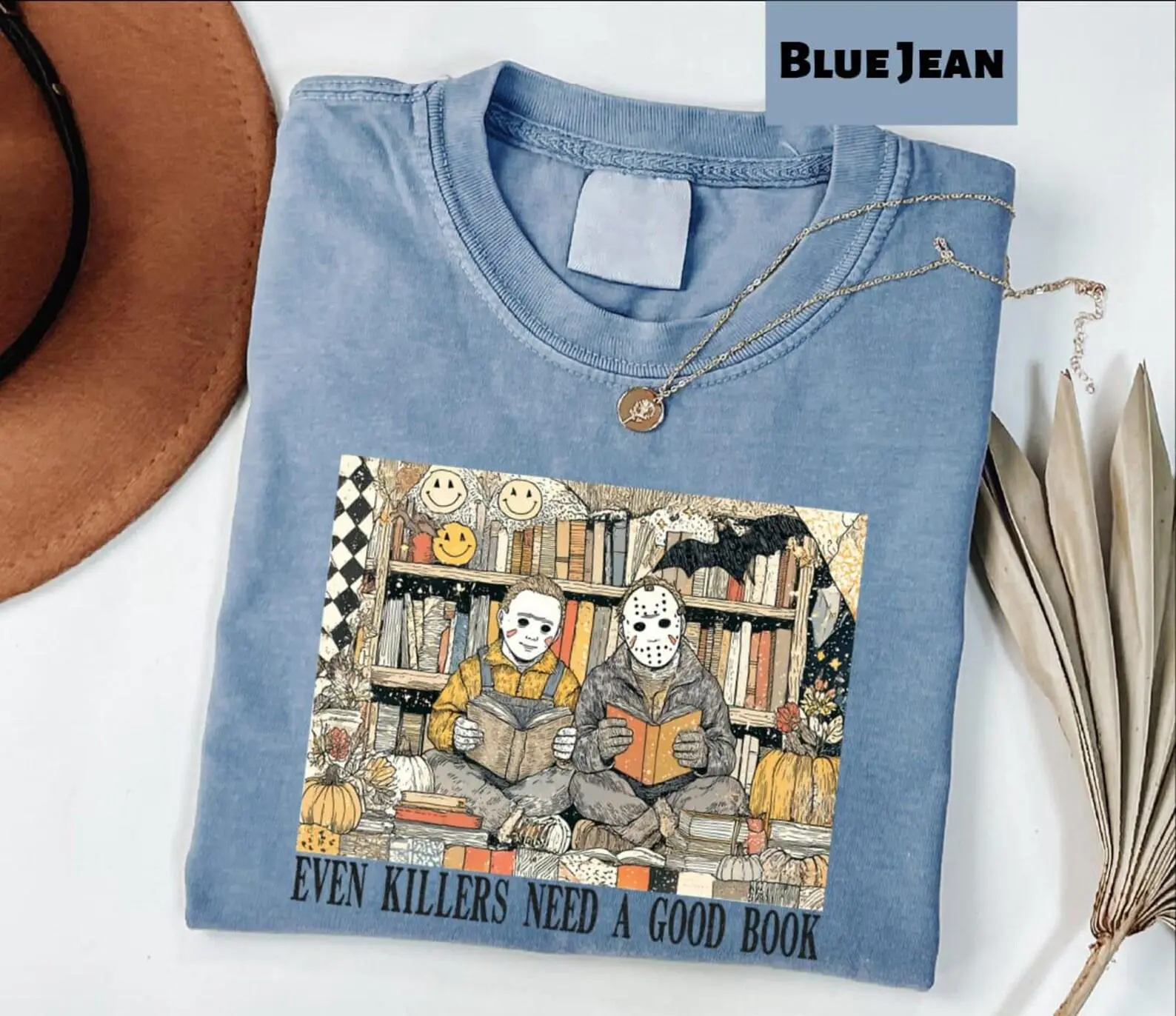 Comfort Colors Even Killers Need a Good Book Shirt, Funny Horror Reader Spooky Bookish Graphic Tee - photo 4
