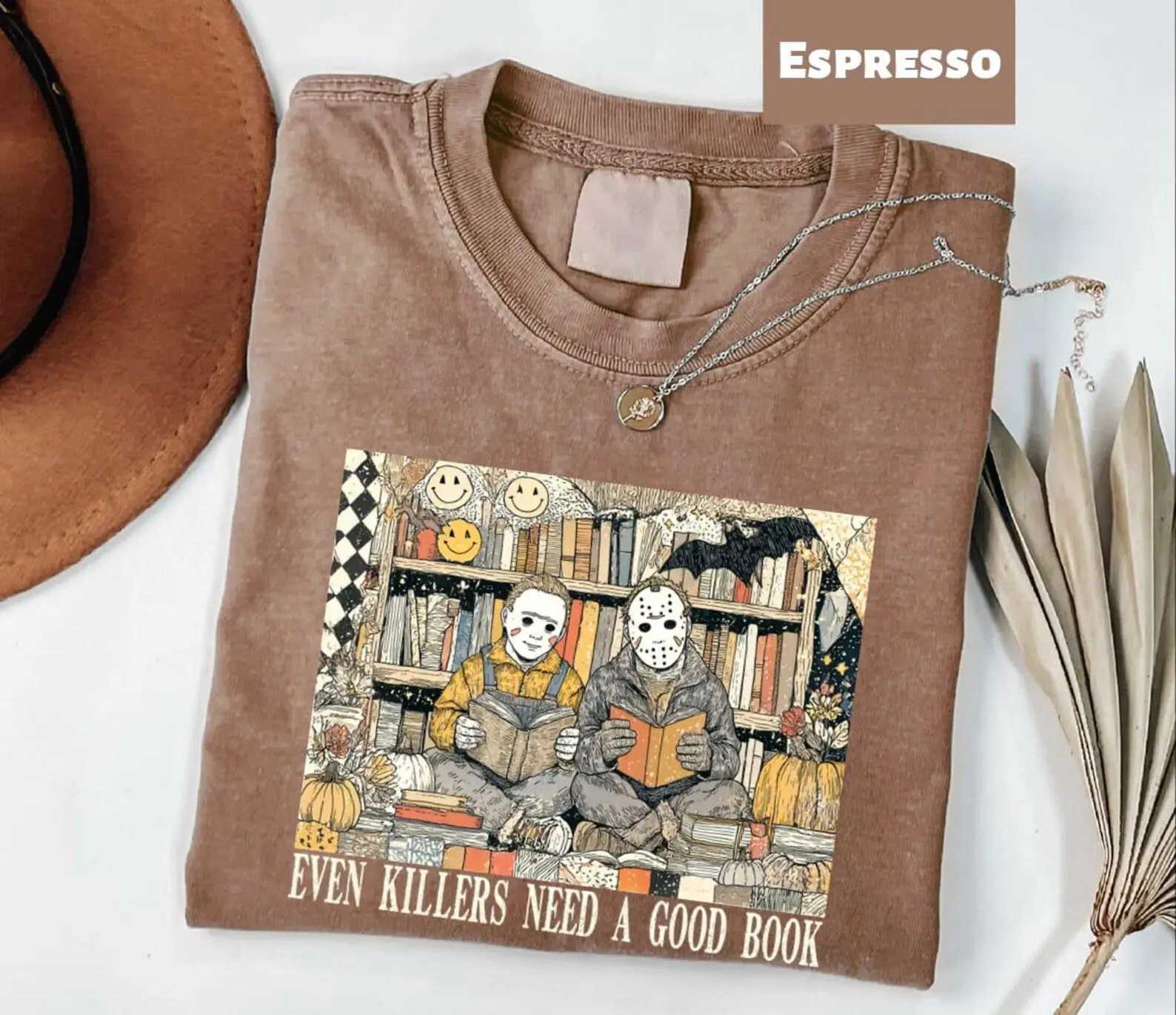 Comfort Colors Even Killers Need a Good Book Shirt, Funny Horror Reader Spooky Bookish Graphic Tee - photo 5