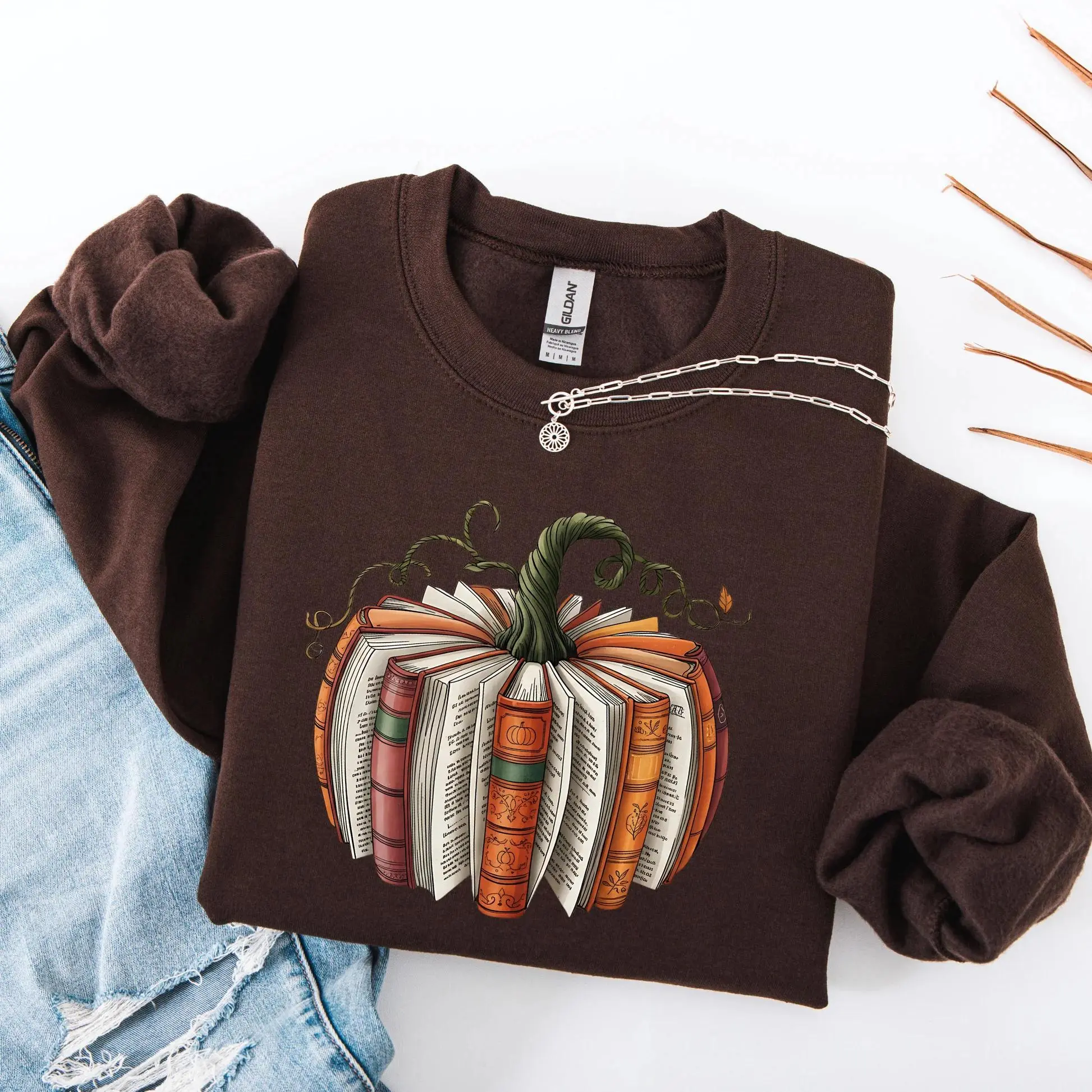 Comfort Colors Fall Books Pumpkins Sweatshirt, Halloween Book Lover Graphic Top