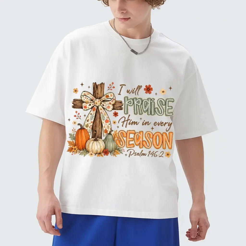 Comfort Colors Fall Christian Cross Shirt, Retro Autumn Pumpkin Spice Floral Coquette Graphic Tee - photo 3
