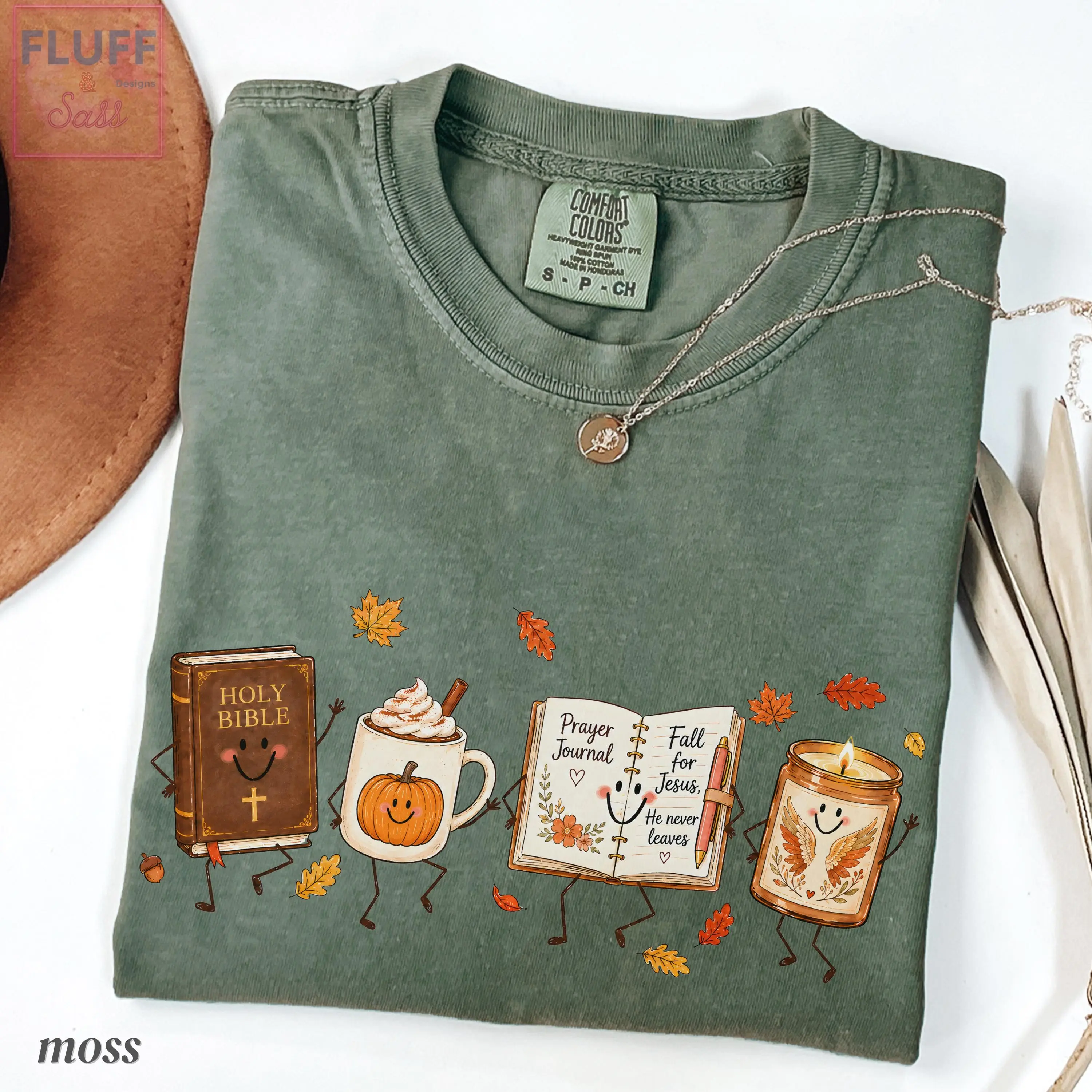 Comfort Colors Fall Christian Doodle Art Shirt, Womens for Jesus Religious Apparel, Faith Bible Verse Tee