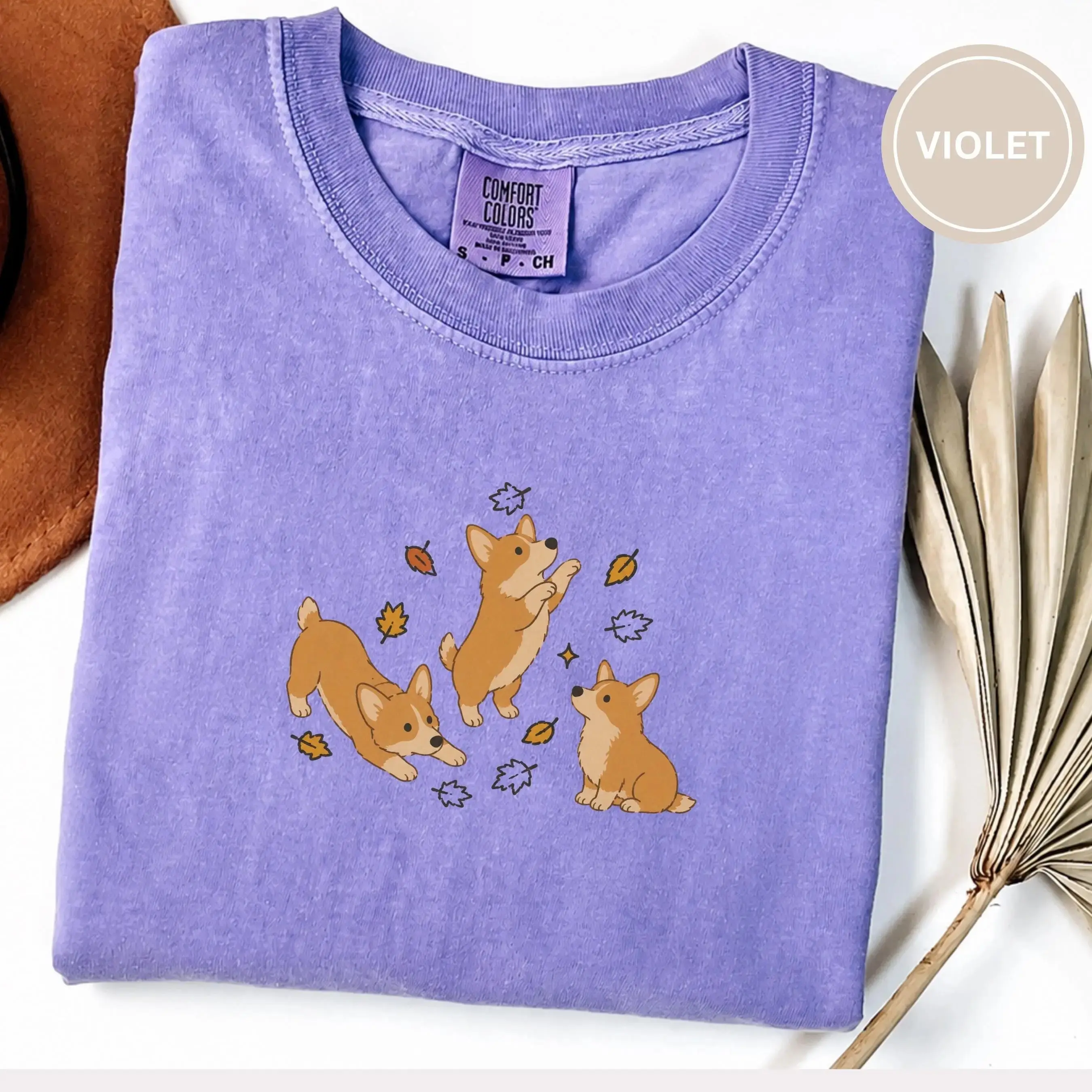 Comfort Colors Cozy Fall Corgi Sweatshirt, Cute Autumn Pumpkin Patch Dog Mom Lover Womens Graphic - photo 3