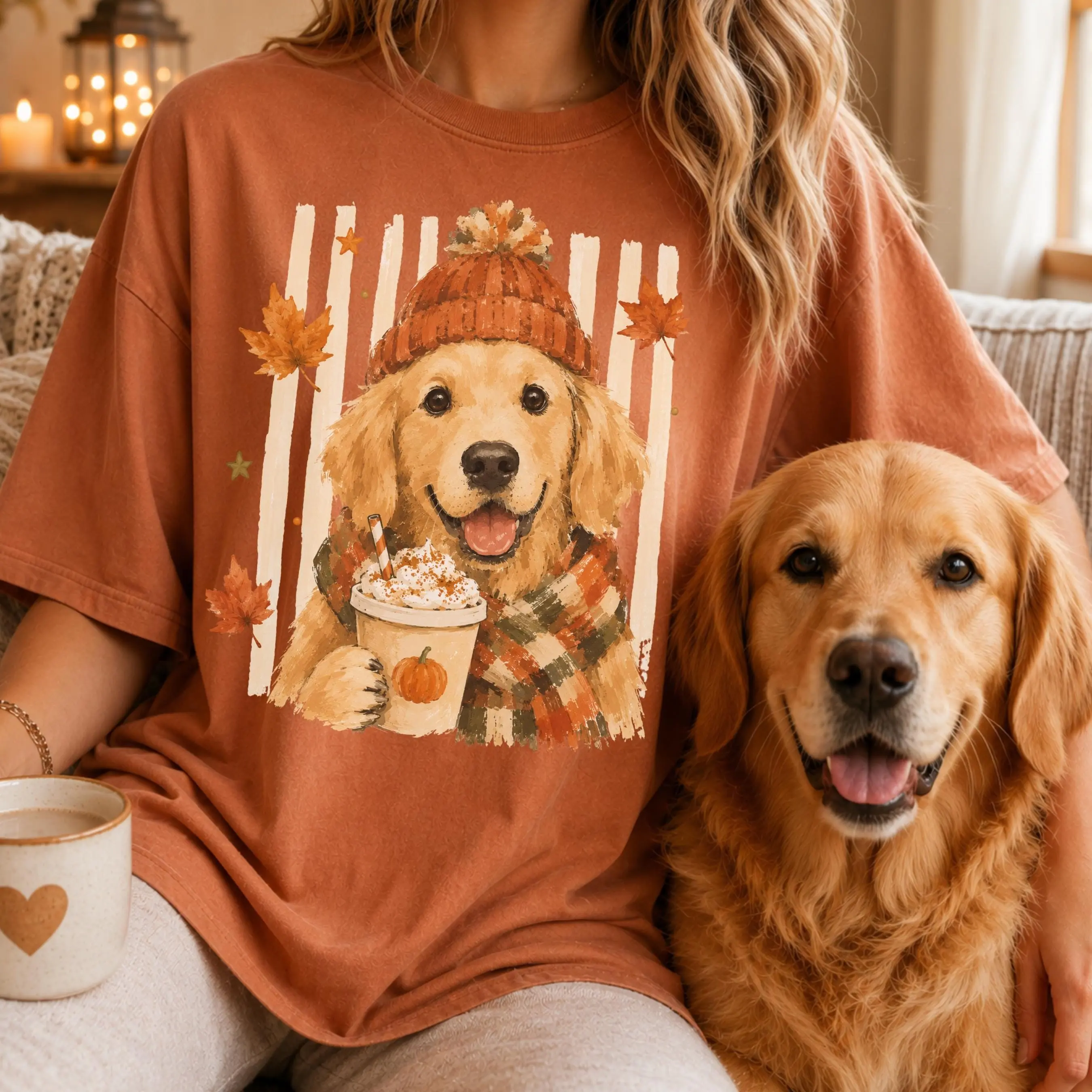 Comfort Colors Fall Dog Breeds Cozy Drink Shirt, Personalized Dog Mom Tee, Autumn Cosy Dog T-Shirt - photo 3