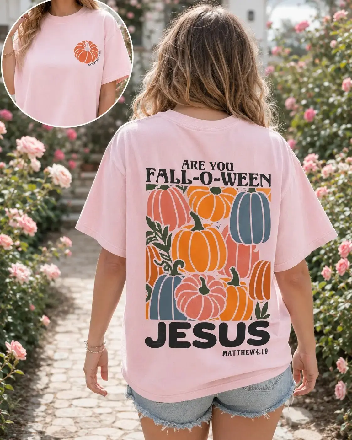 Comfort Colors Fall-o-ween Jesus Shirt, Christian Halloween Fishers of Men Matthew 4:19 Faith Thanksgiving Tee