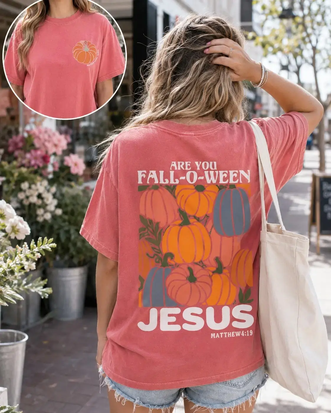 Comfort Colors Fall-o-ween Jesus Shirt, Christian Halloween Fishers of Men Matthew 4:19 Faith Thanksgiving Tee - photo 4