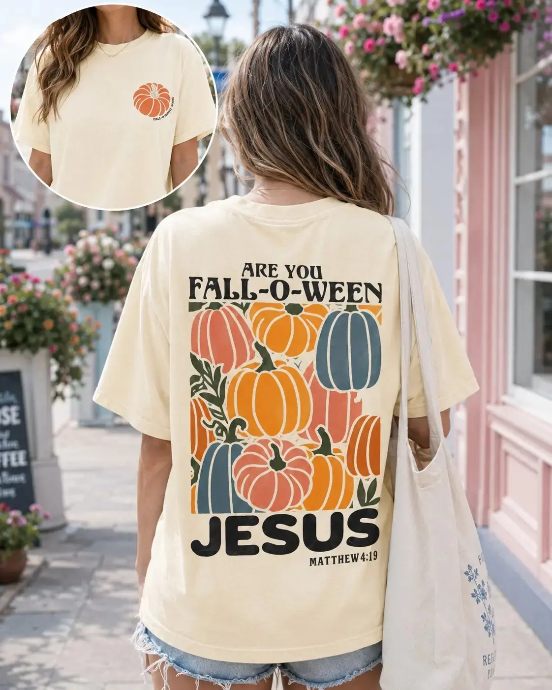 Comfort Colors Fall-o-ween Jesus Shirt, Christian Halloween Fishers of Men Matthew 4:19 Faith Thanksgiving Tee - photo 5