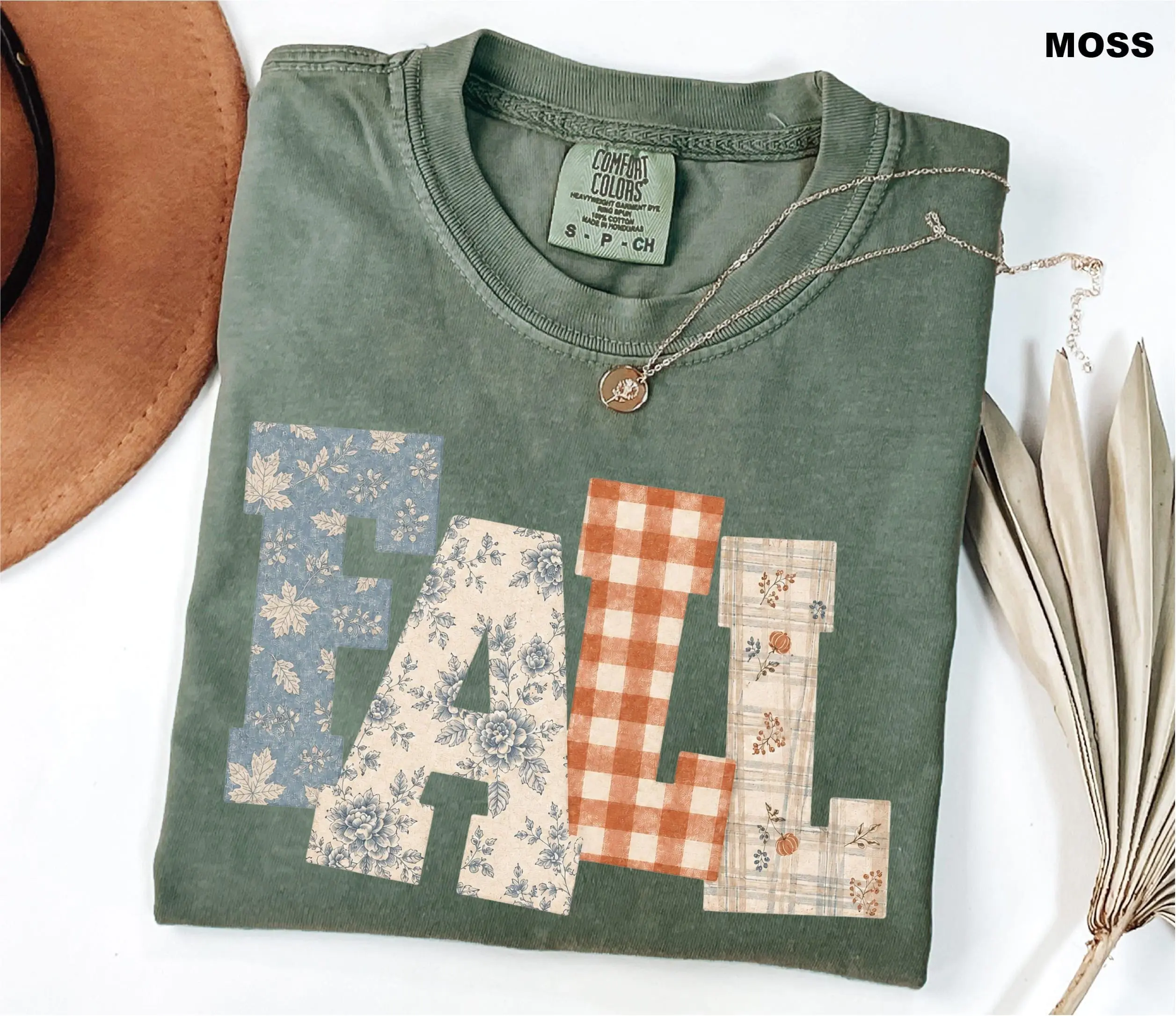 Comfort Colors Fall Patchwork Sweatshirt, Floral Gingham Quilted Cottagecore Vintage Farmhouse Autumn Gift - photo 1