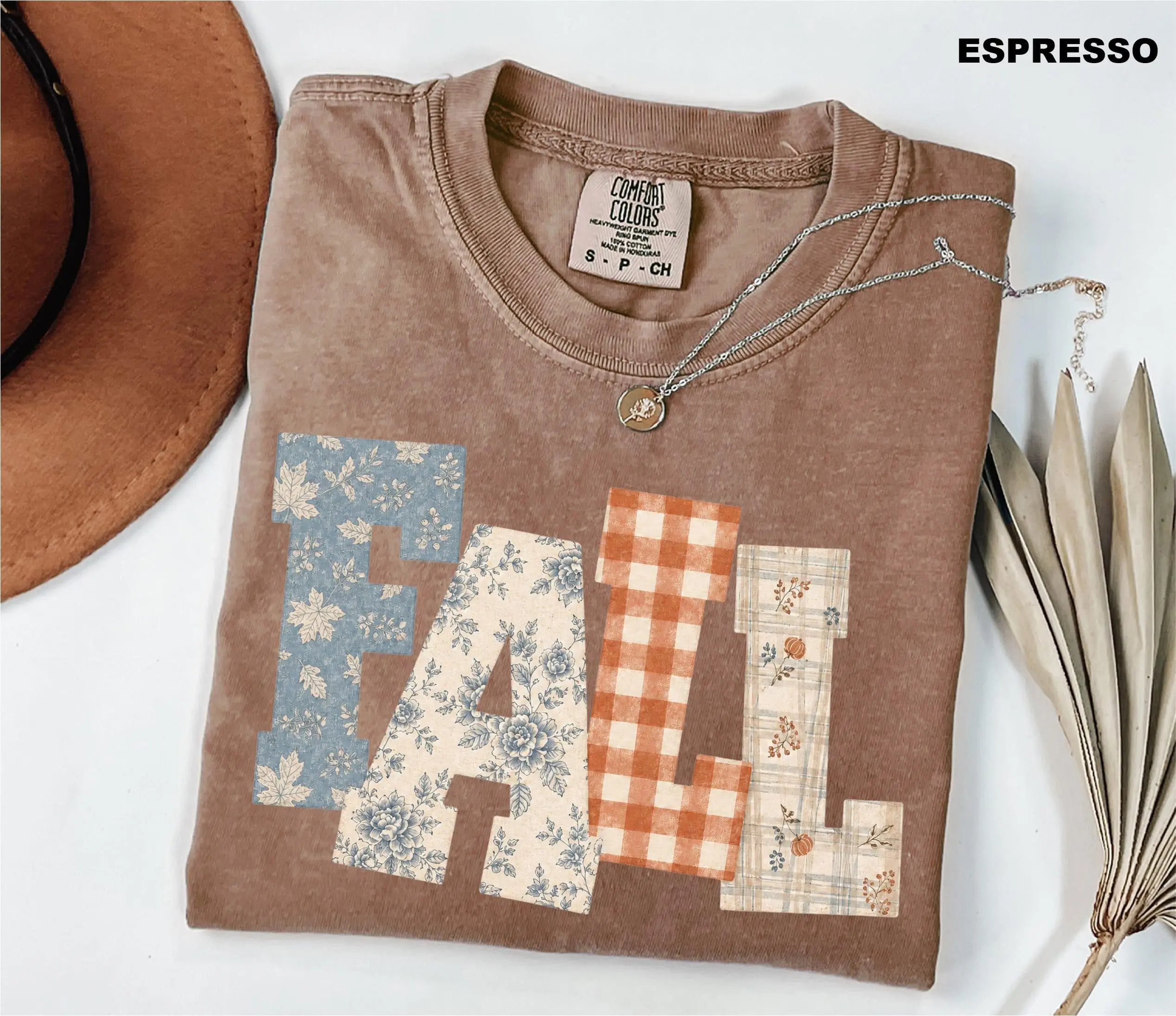 Comfort Colors Fall Patchwork Sweatshirt, Floral Gingham Quilted Cottagecore Vintage Farmhouse Autumn Gift - photo 2