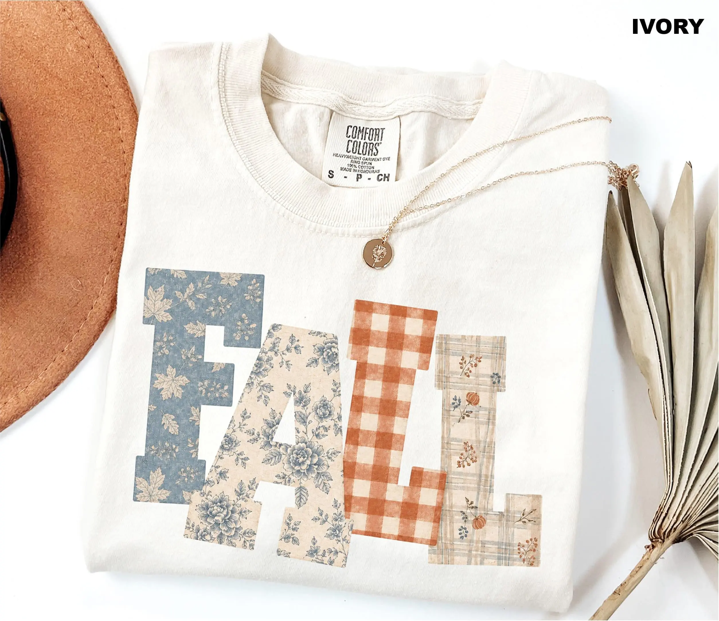 Comfort Colors Fall Patchwork Sweatshirt, Floral Gingham Quilted Cottagecore Vintage Farmhouse Autumn Gift - photo 3
