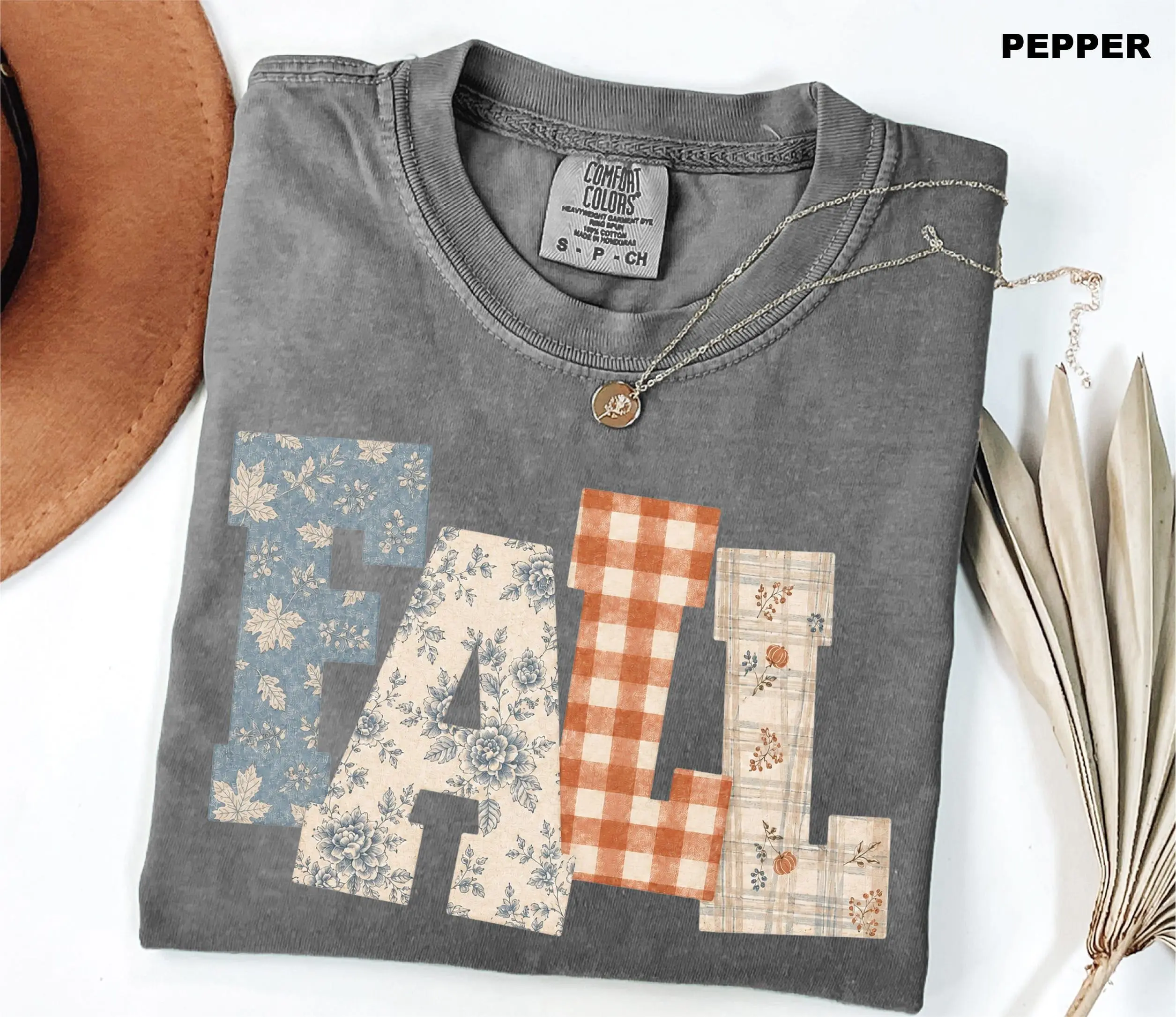 Comfort Colors Fall Patchwork Sweatshirt, Floral Gingham Quilted Cottagecore Vintage Farmhouse Autumn Gift - photo 4