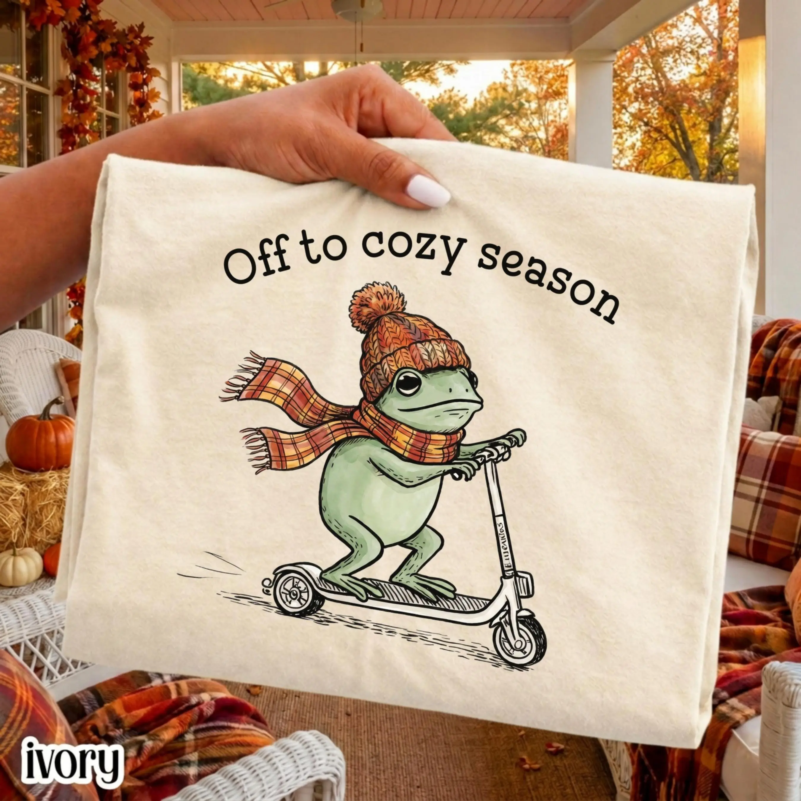 Comfort Colors Funny Frog Pumpkin Fall T-Shirt, Cozy Autumn Season Silly Thanksgiving Harvest Football Tee - photo 3