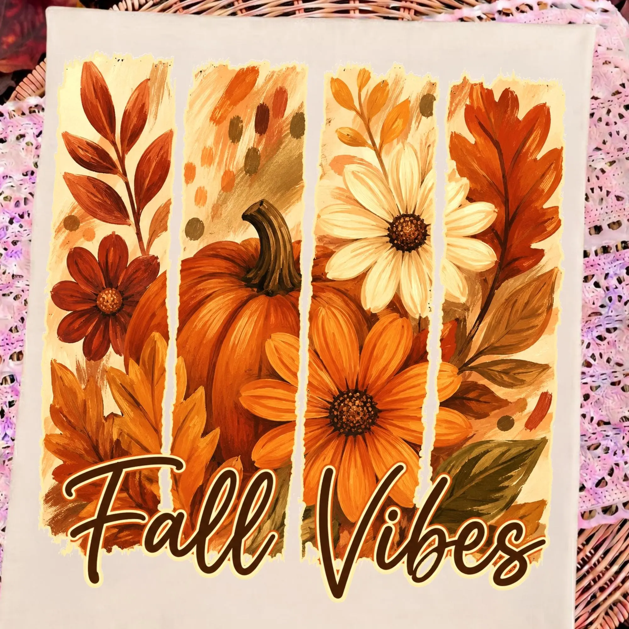 Comfort Colors Fall Vibes Shirt, Autumn Pumpkin Season Retro Floral Flowers Graphic Tee - photo 3
