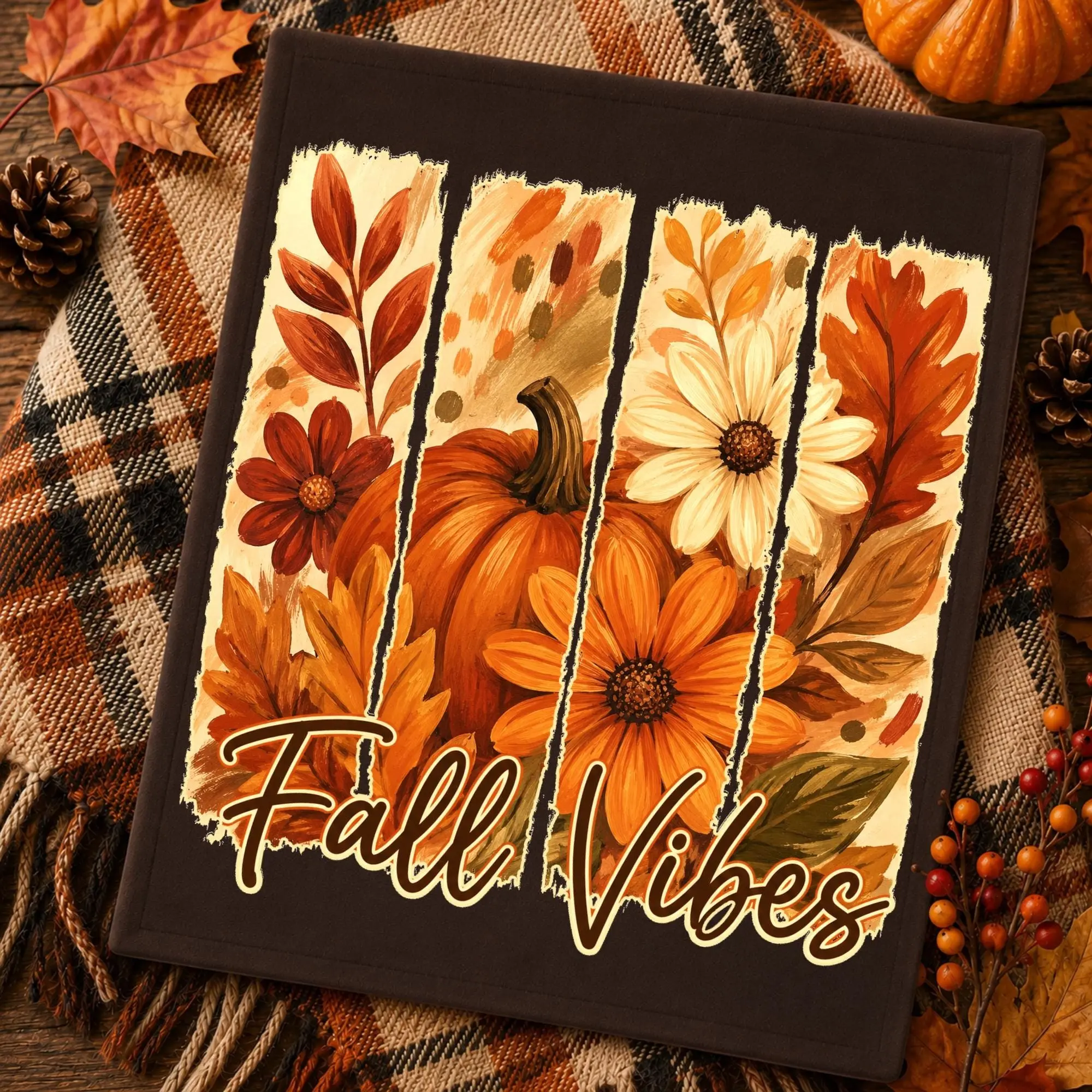 Comfort Colors Fall Vibes Shirt, Autumn Pumpkin Season Retro Floral Flowers Graphic Tee - photo 5
