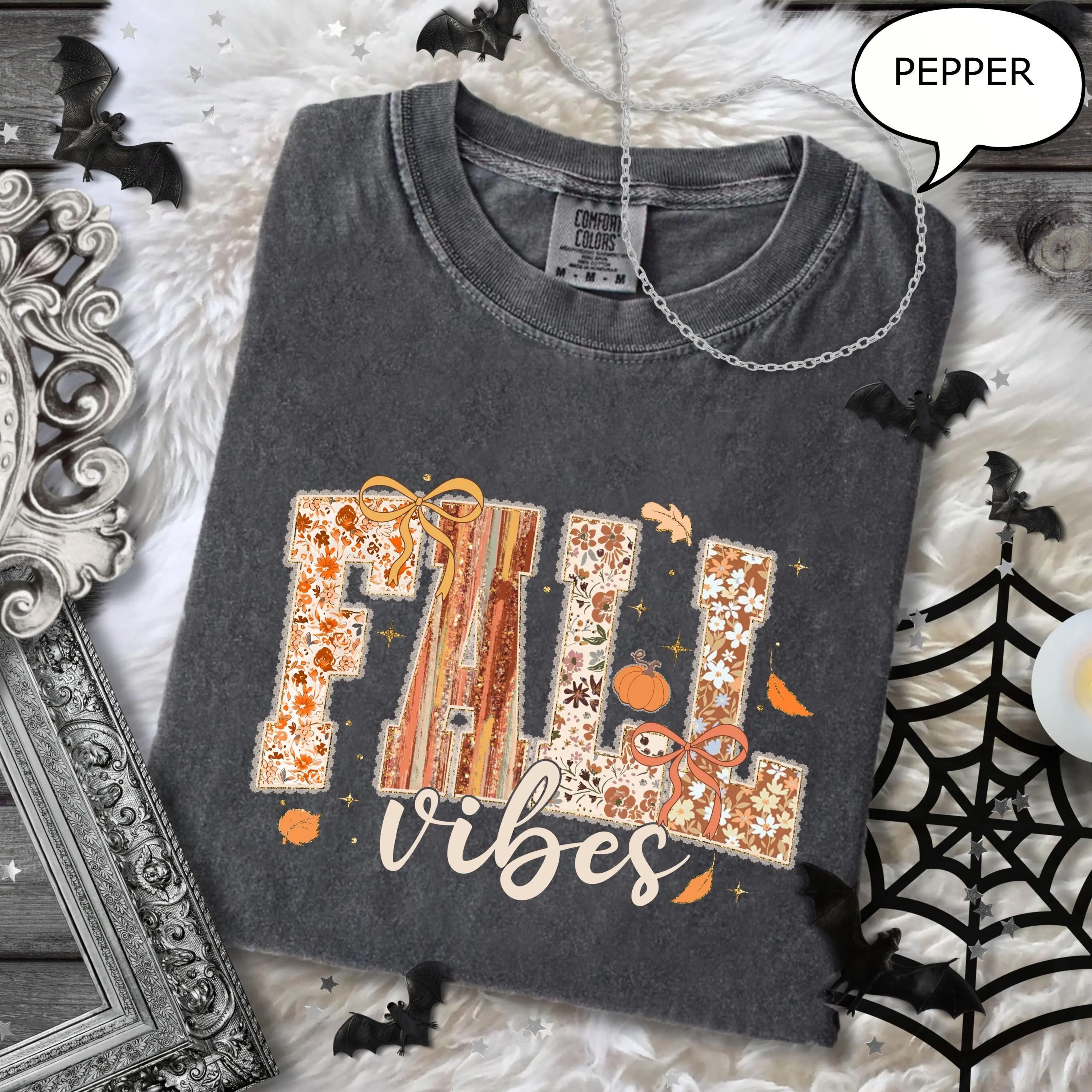 Comfort Colors Fall Vibes T-Shirt, Autumn Season Apparel, Thanksgiving Halloween Graphic Tee Gift - photo 2