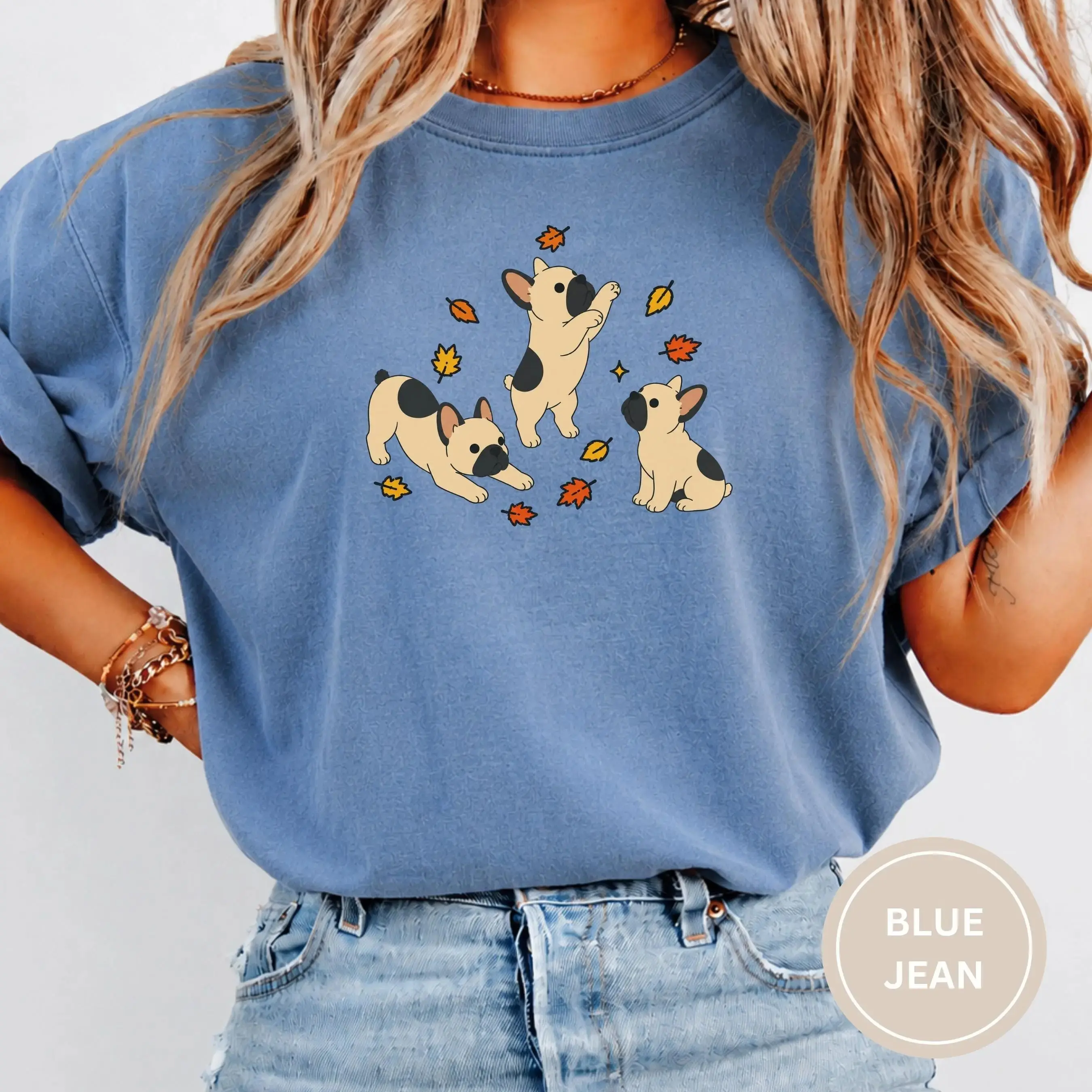 Comfort Colors French Bulldog Fall Sweatshirt, Cute Frenchie Autumn Dog Mom Pumpkin Season Womens Gift
