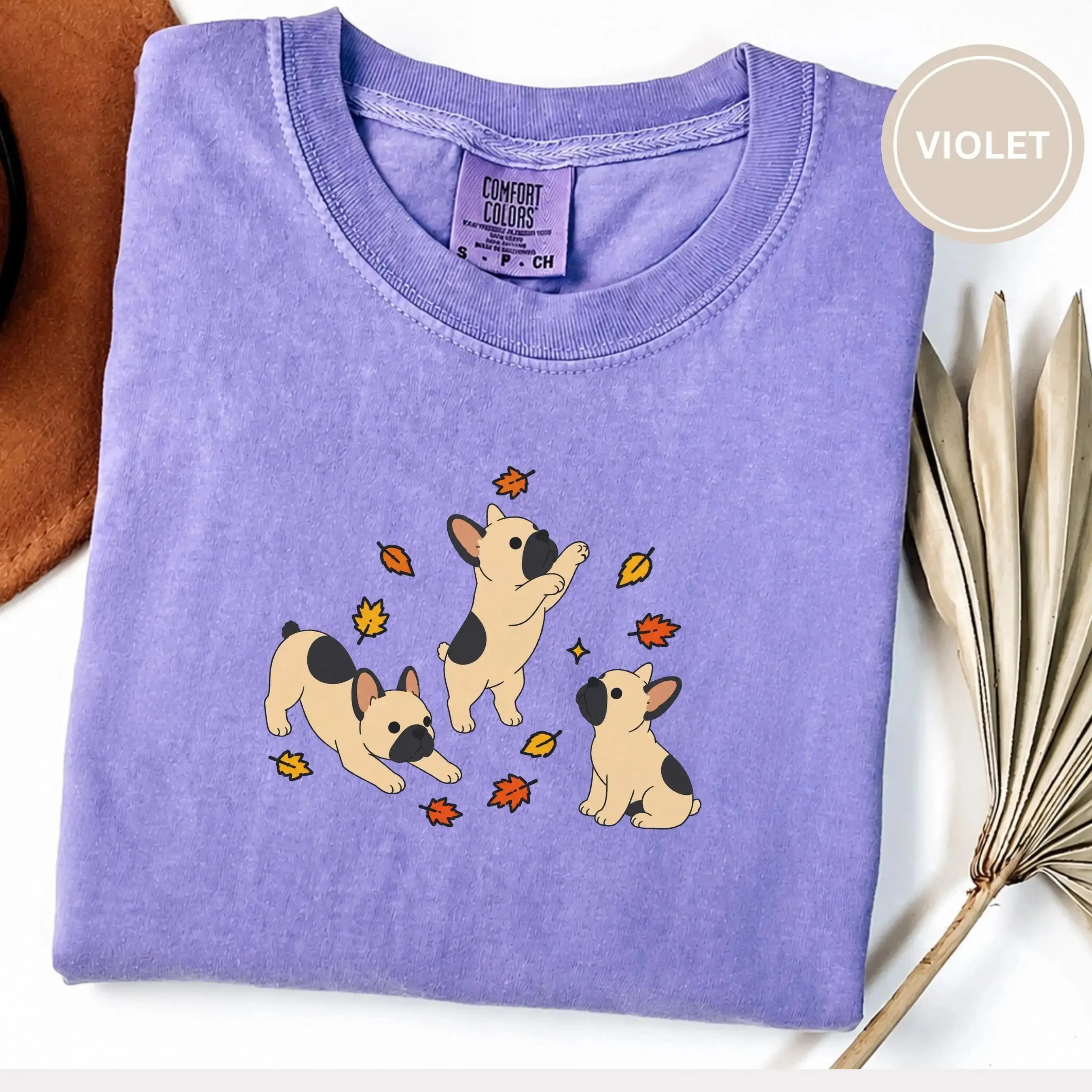 Comfort Colors French Bulldog Fall Sweatshirt, Cute Frenchie Autumn Dog Mom Pumpkin Season Womens Gift - photo 3