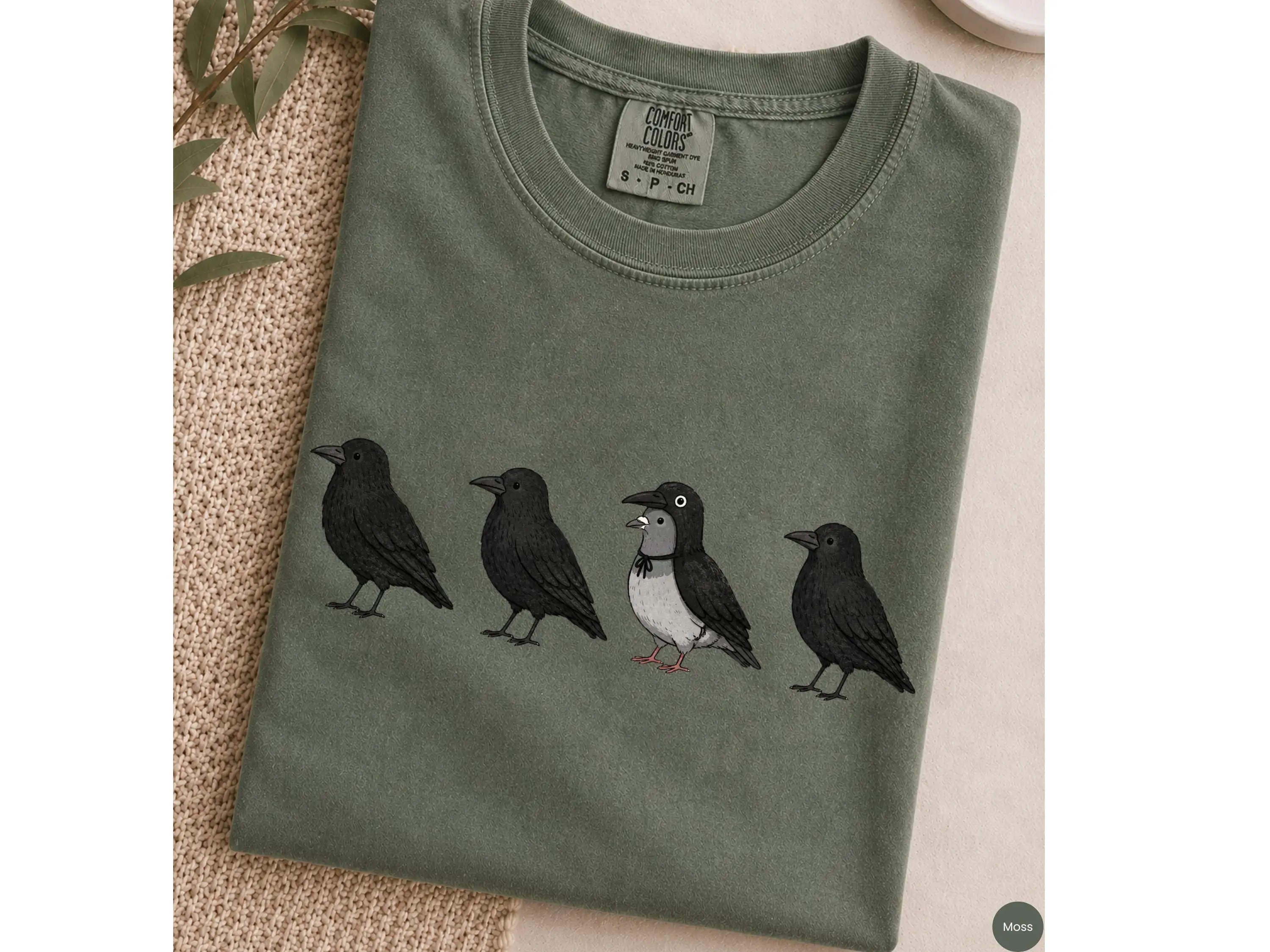 Comfort Colors Funny Crow Shirt, Halloween Pigeon Graphic Tee, Bird Lover Nerd Gift for Women - photo 3