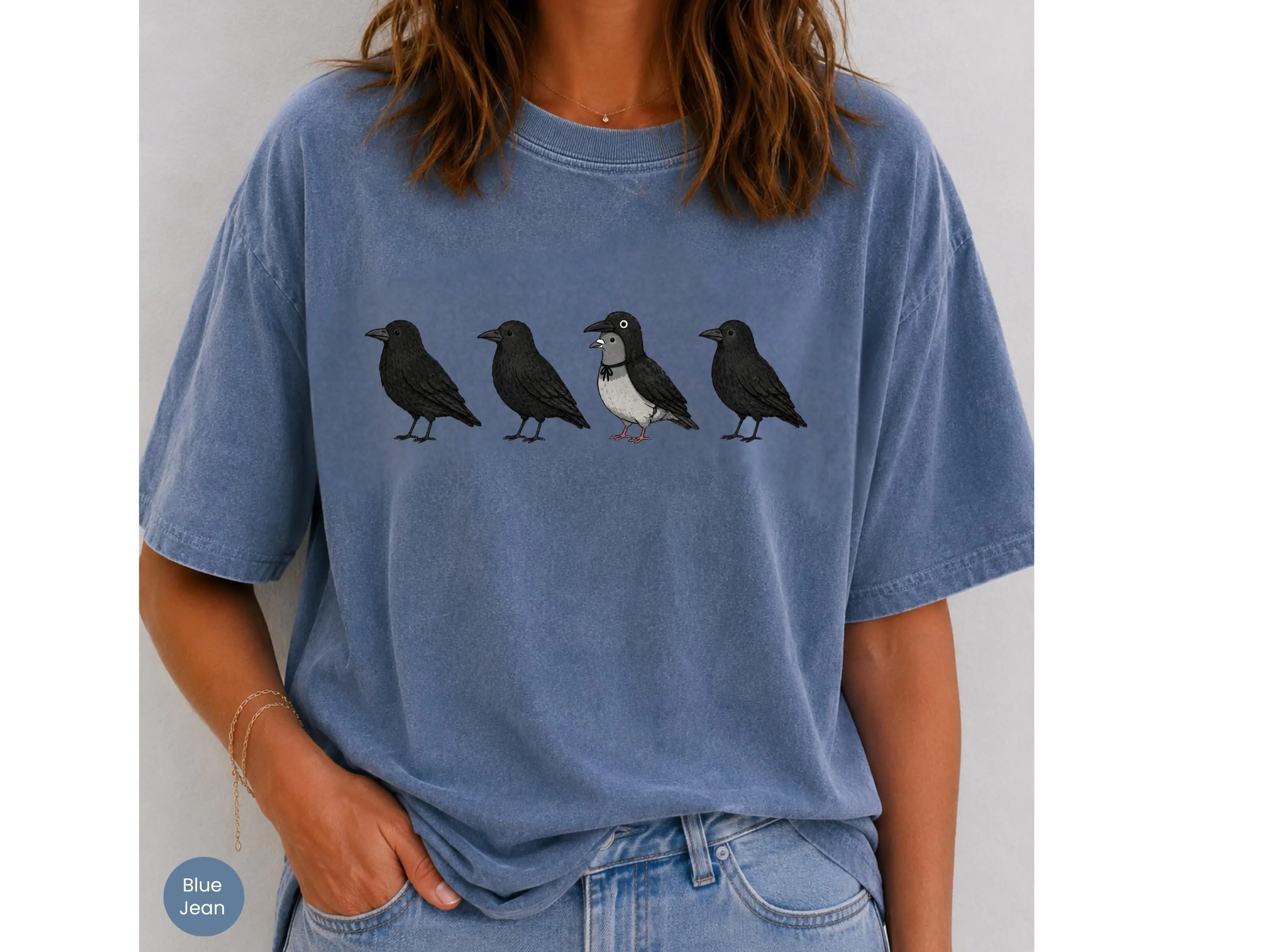 Comfort Colors Funny Crow Shirt, Halloween Pigeon Graphic Tee, Bird Lover Nerd Gift for Women - photo 5