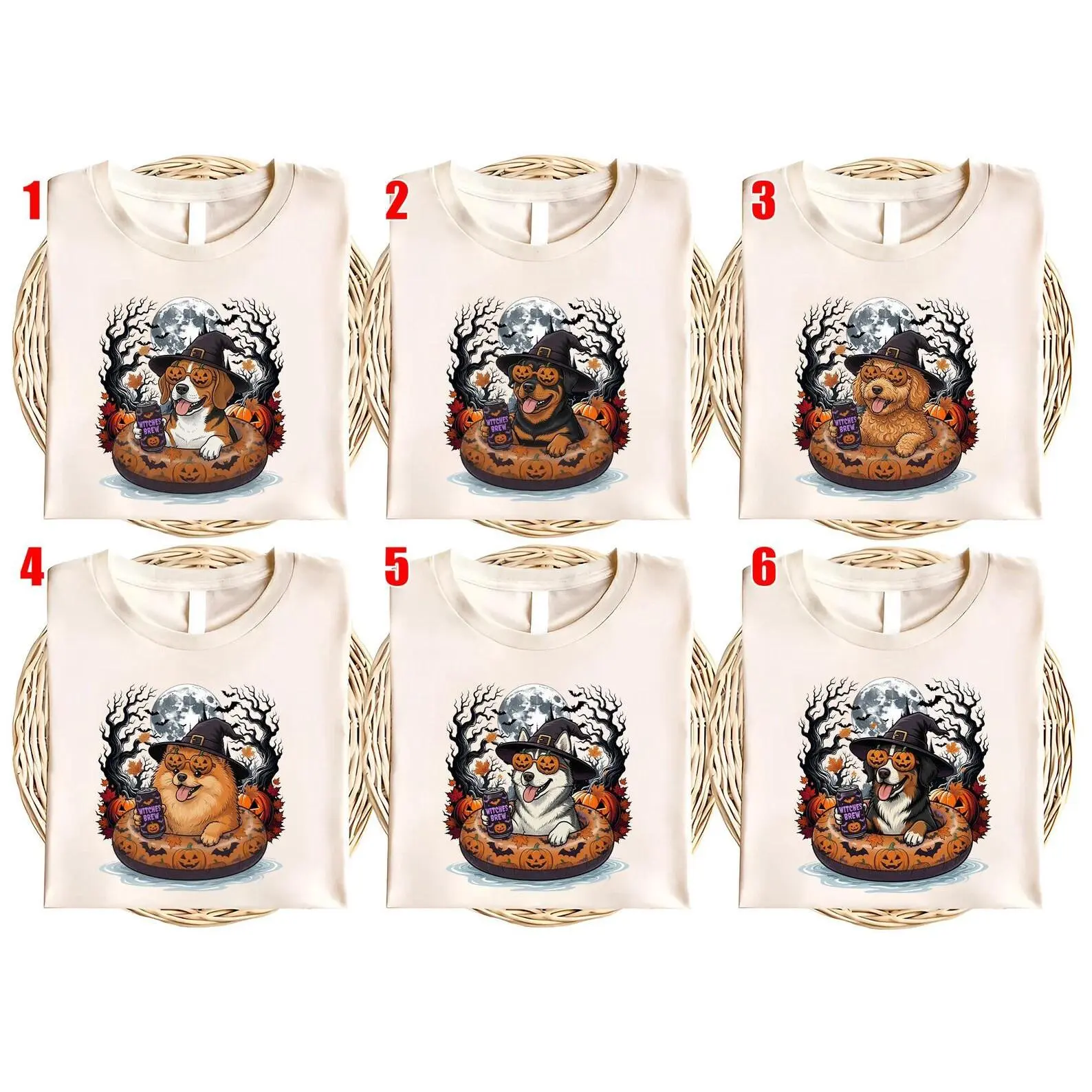 Comfort Colors Funny Dog Halloween Shirt, Witches Brew Golden Retriever Frenchie Breeds Tee, Spooky Fall Top