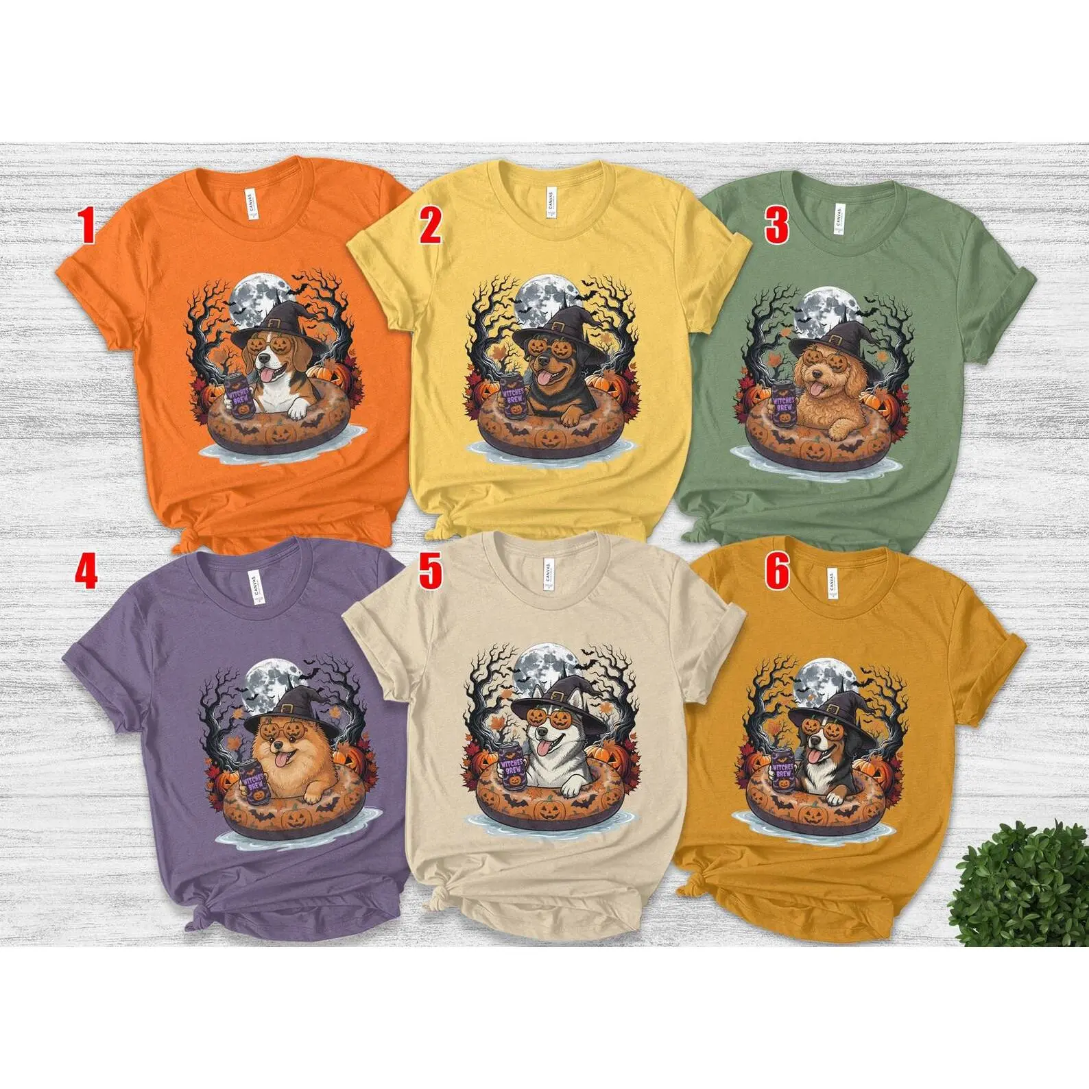 Comfort Colors Funny Dog Halloween Shirt, Witches Brew Golden Retriever Frenchie Breeds Tee, Spooky Fall Top - photo 3
