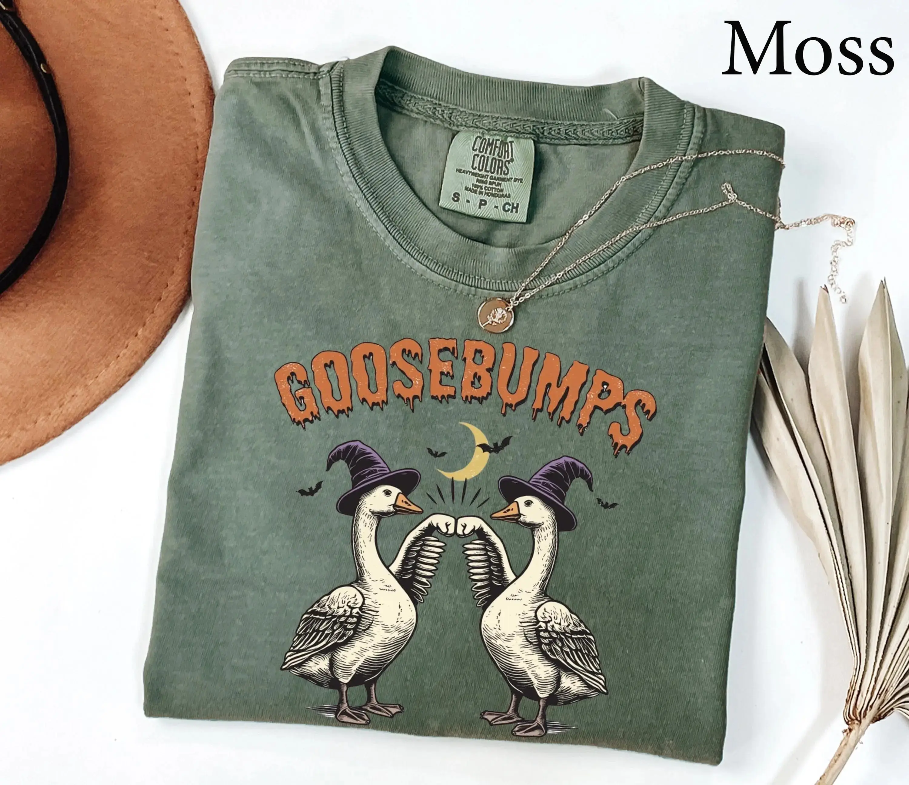 Comfort Colors Funny Goose Bumps Halloween Shirt, Retro Cute Girly Graphic Tee Gift for Women - photo 2