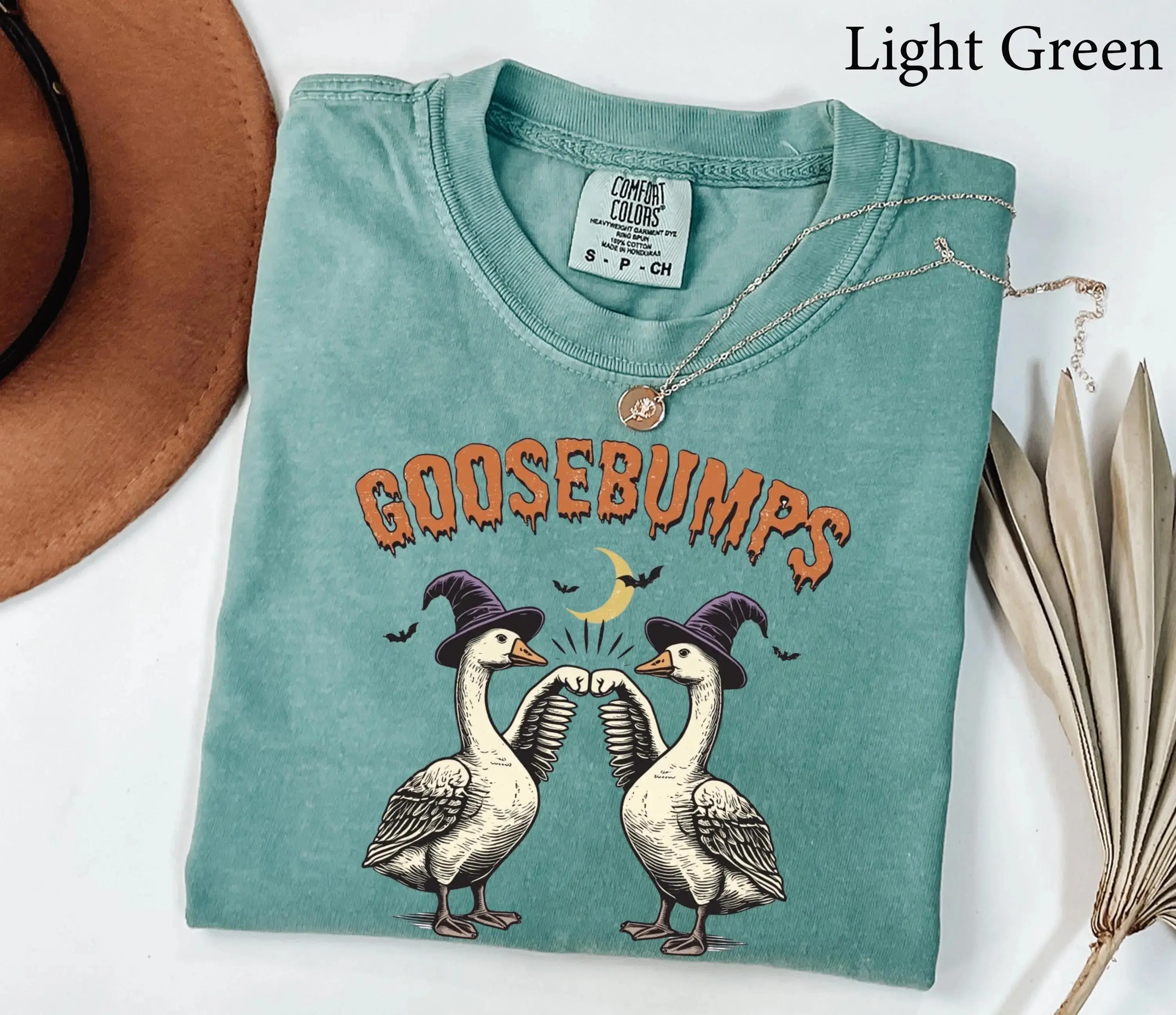 Comfort Colors Funny Goose Bumps Halloween Shirt, Retro Cute Girly Graphic Tee Gift for Women - photo 3