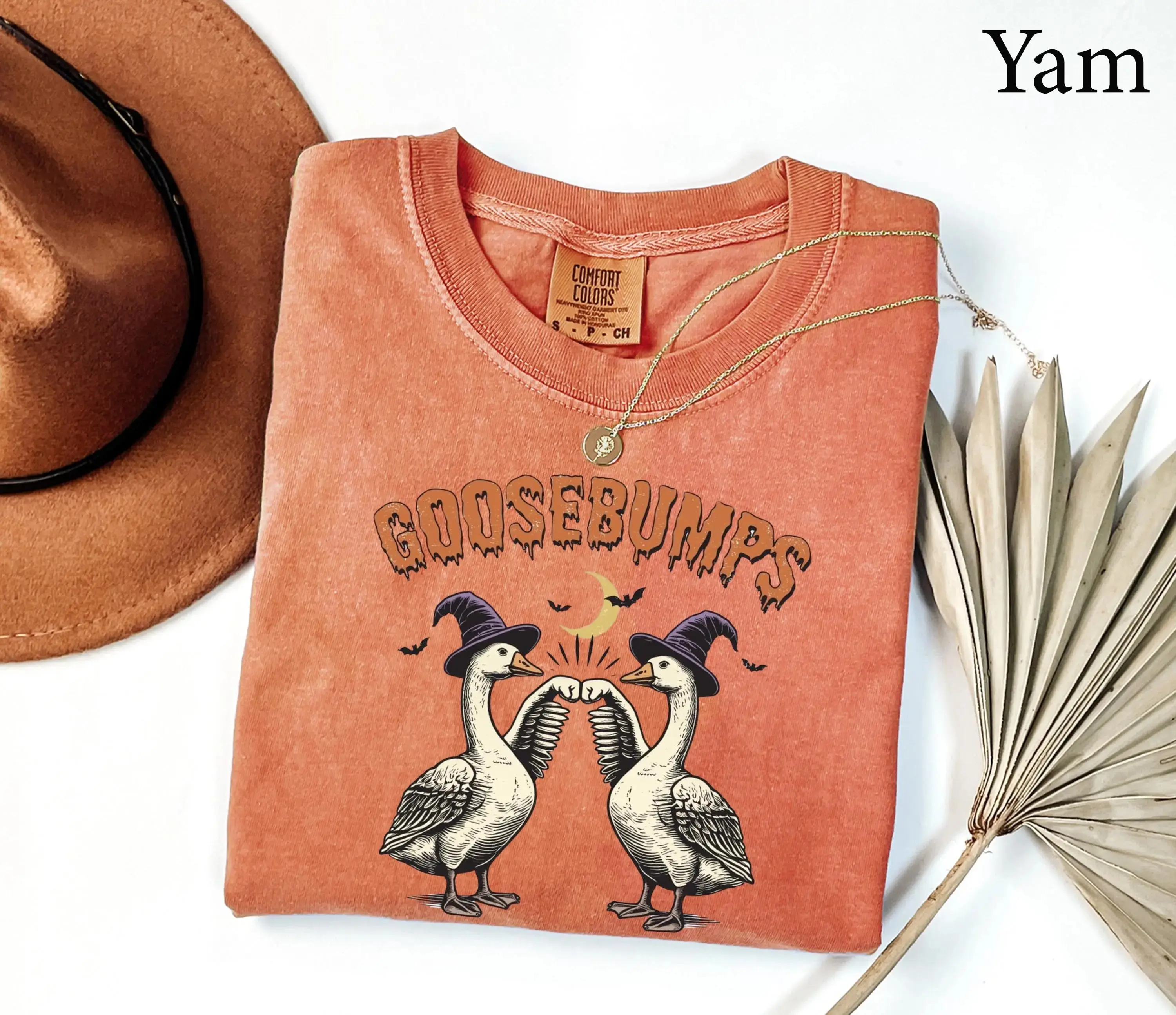 Comfort Colors Funny Goose Bumps Halloween Shirt, Retro Cute Girly Graphic Tee Gift for Women - photo 4