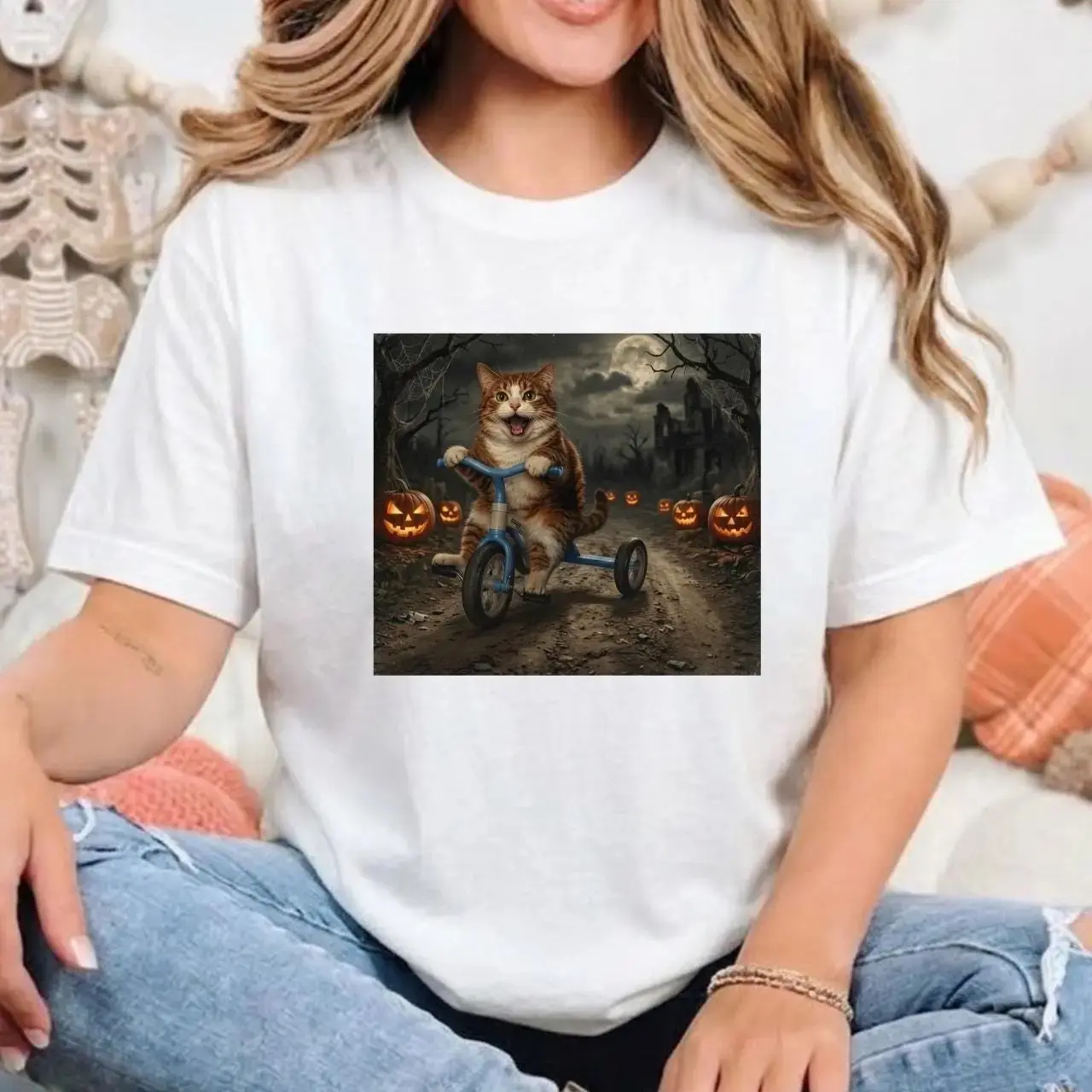 Comfort Colors Funny Hot Ghoul Cat Lover Halloween Shirt, Spooky Retro Graphic Tee Gift