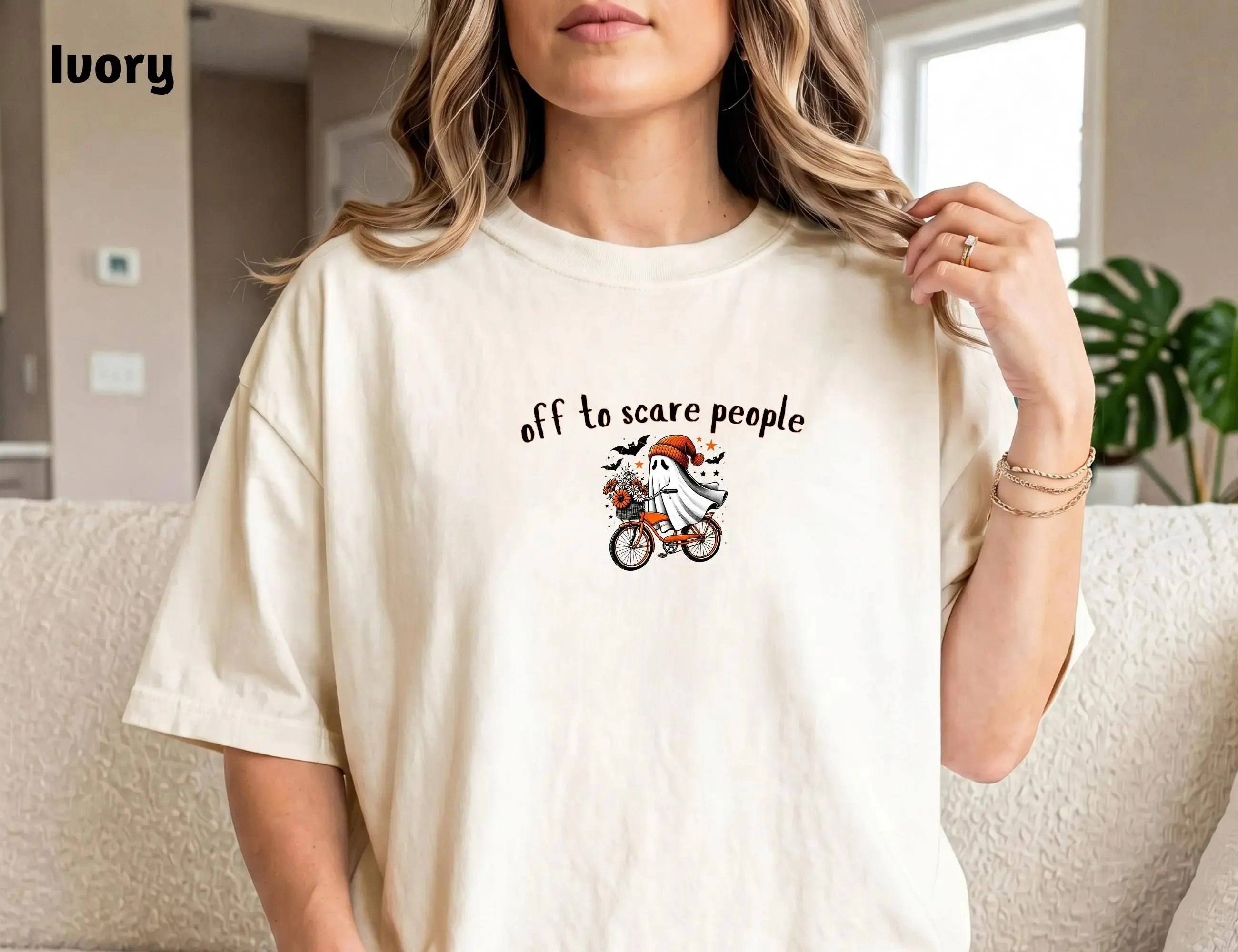 Comfort Colors Funny Halloween Shirt, Humorous Cute Ghost Spooky Season Graphic Tee for Women