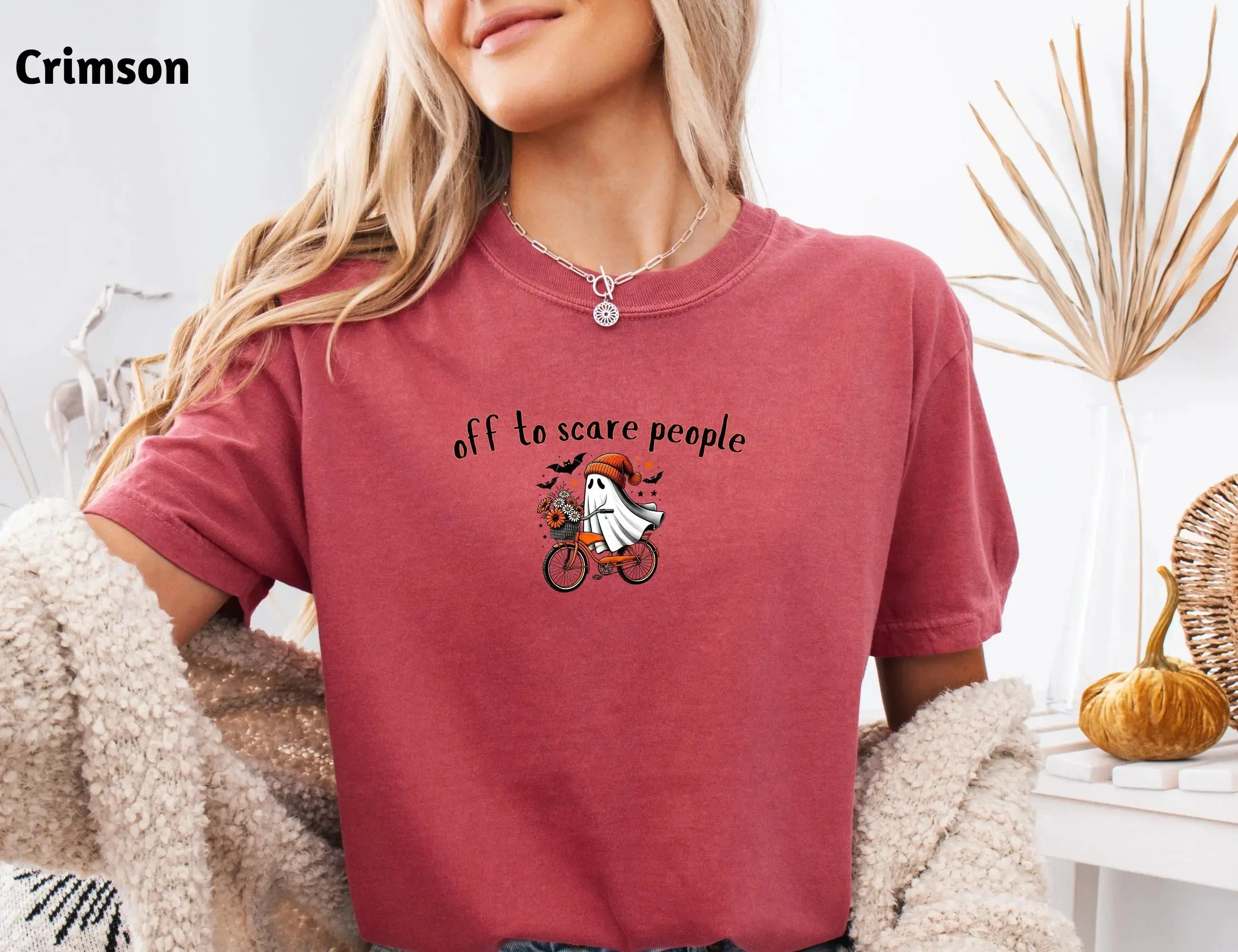 Comfort Colors Funny Halloween Shirt, Humorous Cute Ghost Spooky Season Graphic Tee for Women - photo 2