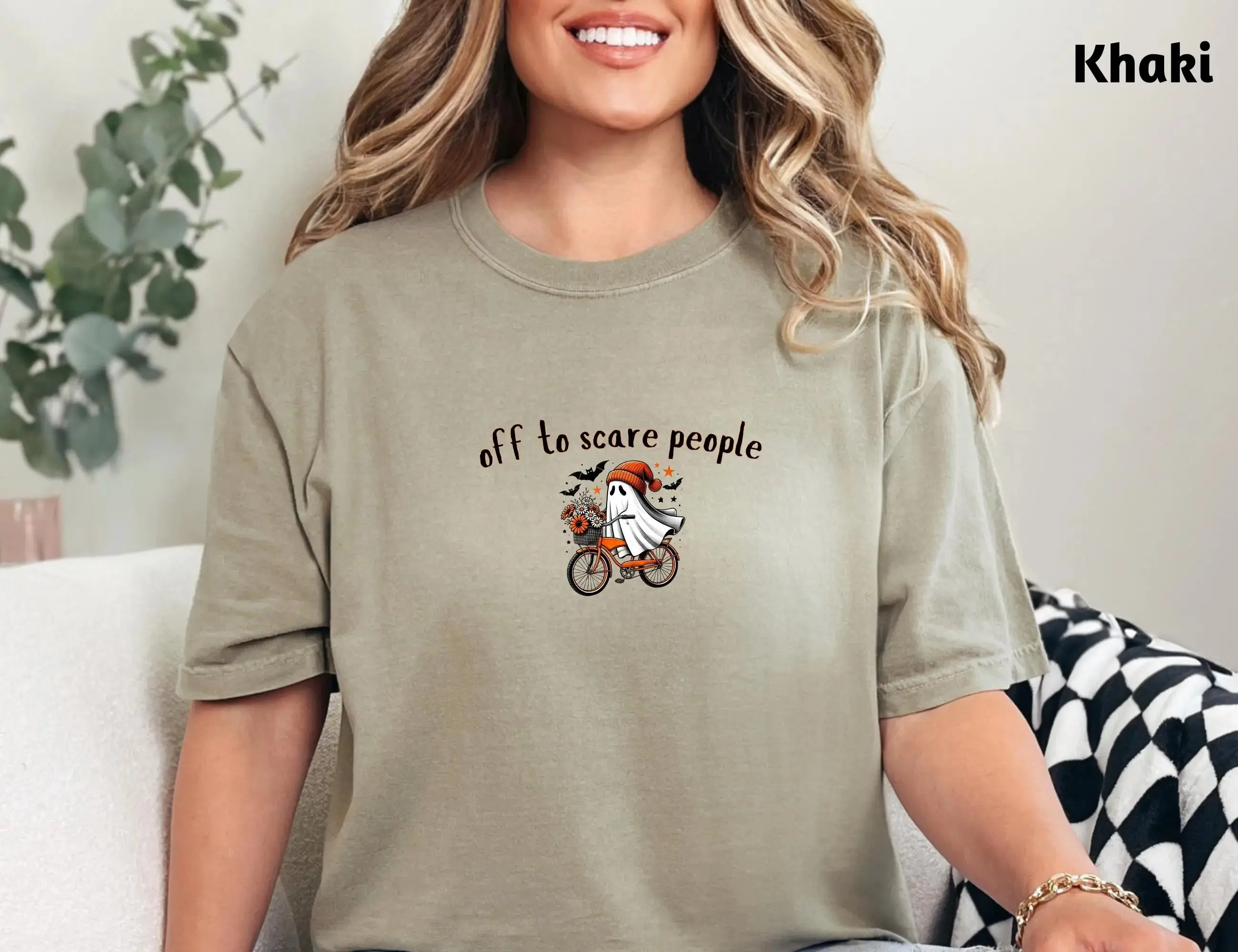 Comfort Colors Funny Halloween Shirt, Humorous Cute Ghost Spooky Season Graphic Tee for Women - photo 3