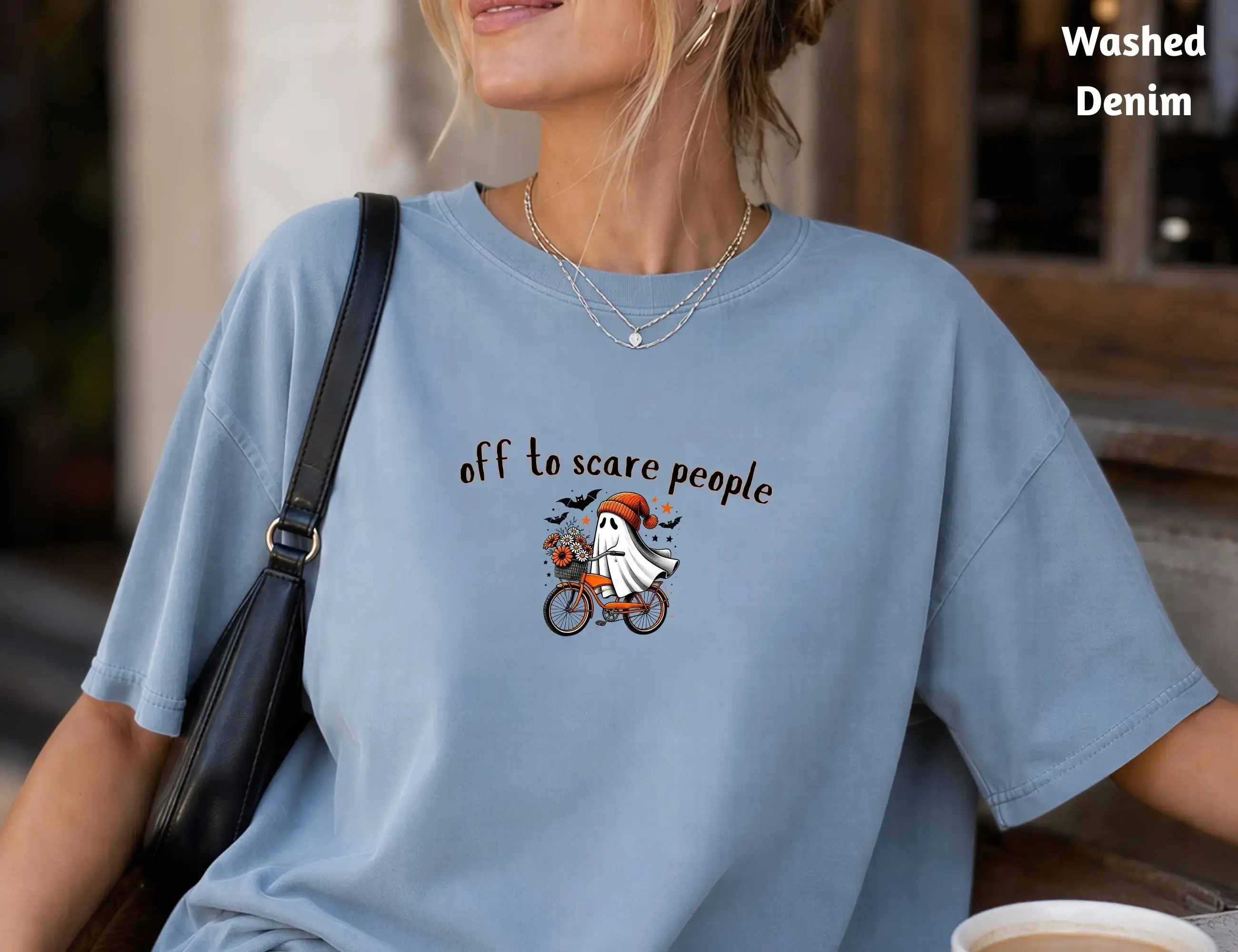 Comfort Colors Funny Halloween Shirt, Humorous Cute Ghost Spooky Season Graphic Tee for Women - photo 4