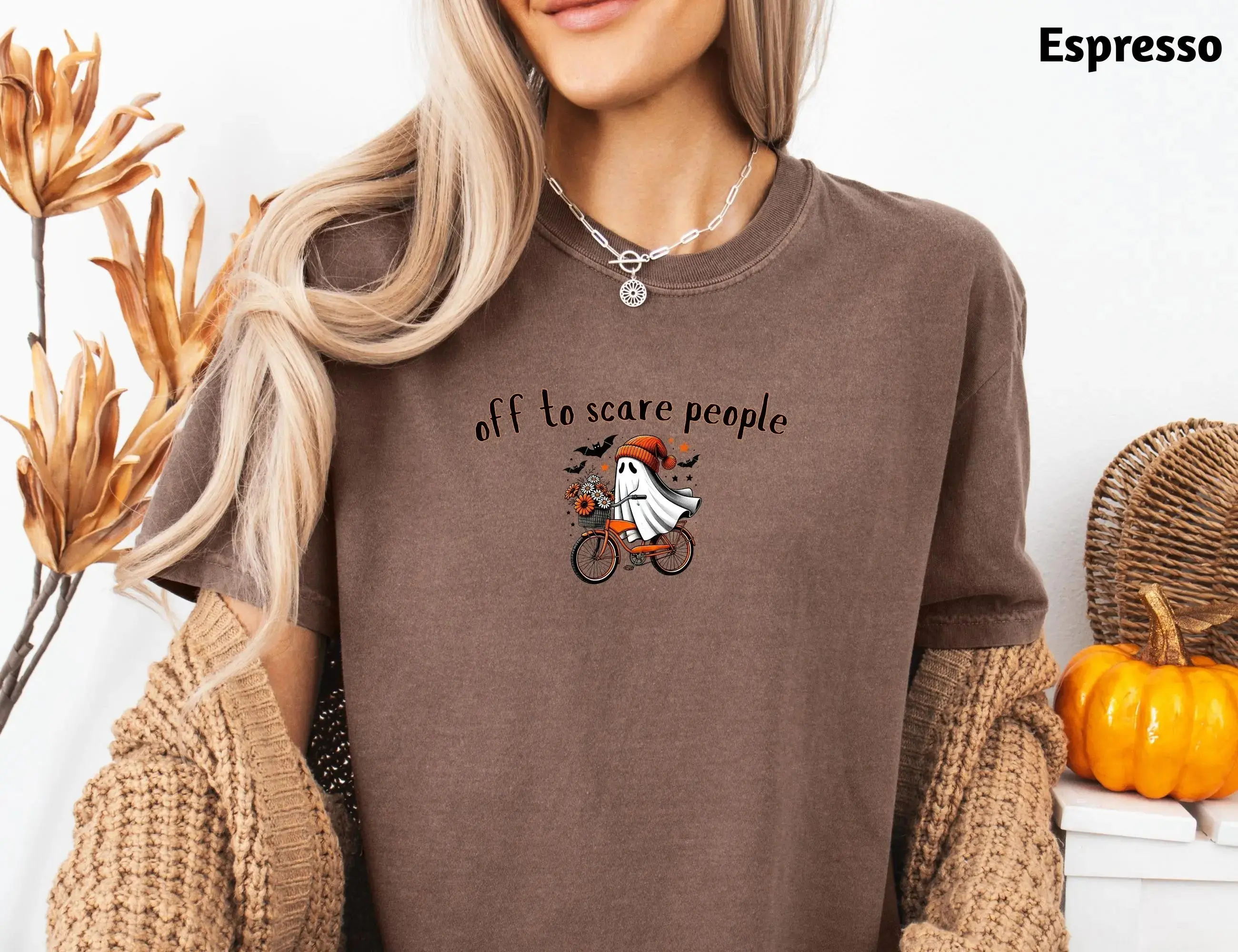 Comfort Colors Funny Halloween Shirt, Humorous Cute Ghost Spooky Season Graphic Tee for Women - photo 5
